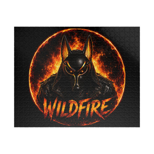 Wildfire Anubis Logo Puzzle — Fiery Egyptian Anubis 110–1014pc Jigsaw