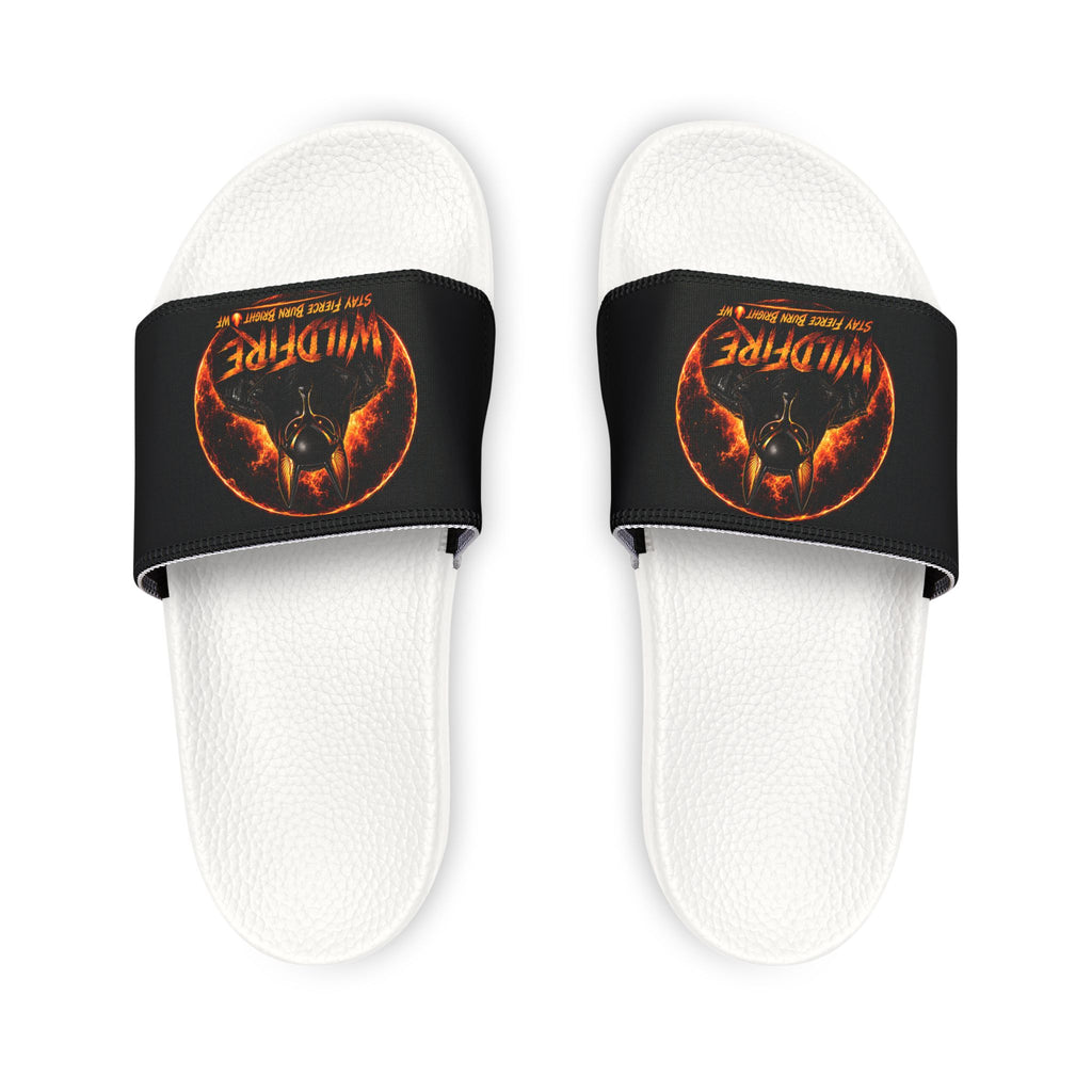 Youth Slide Sandals — Fiery Anubis Logo Adjustable Strap