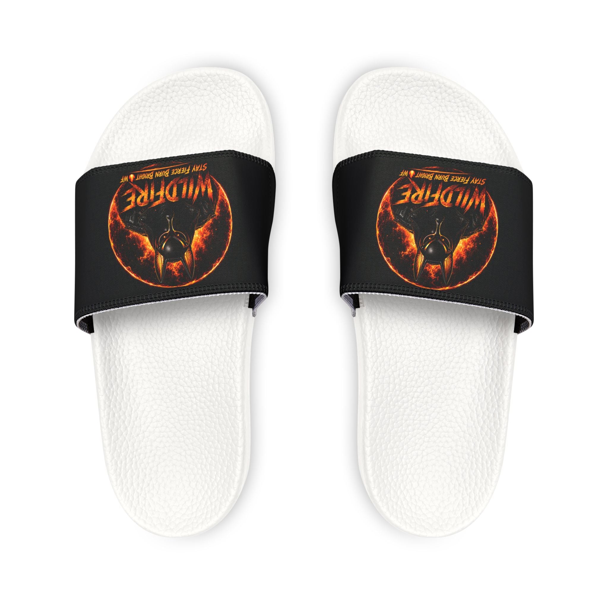 Youth Slide Sandals — Fiery Anubis Logo Adjustable Strap