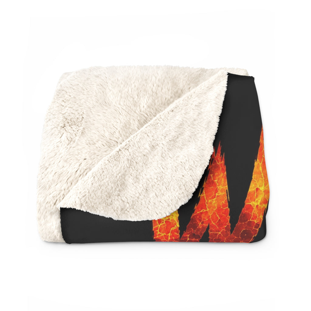 Wildfire Sherpa Blanket - 'Stay Fierce Burn Bright' Fiery Anubis Design