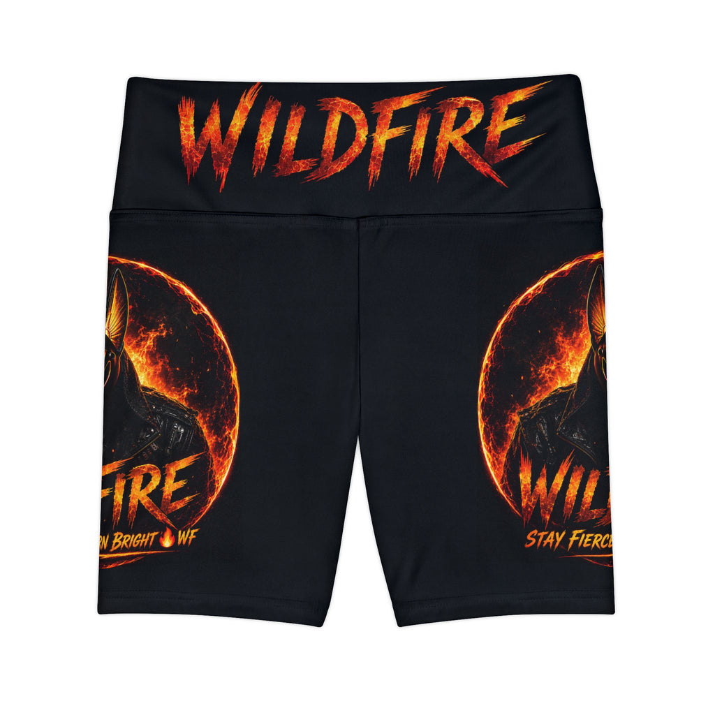 Wildfire Flame Logo Workout Shorts — "WILDFIRE" High-Waist Fitness Shorts