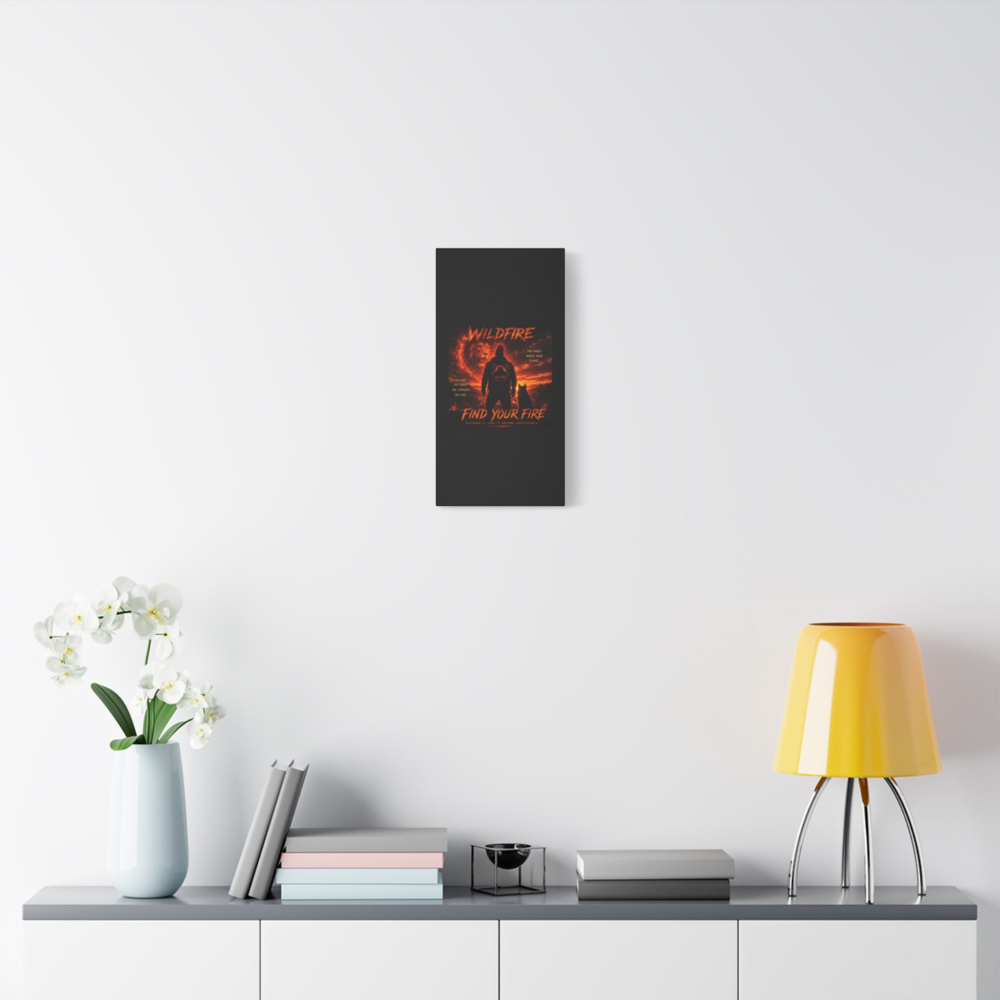 Wildfire 'Find Your Fire' Matte Canvas Wall Art — Inspirational Lion & Silhouette Scene