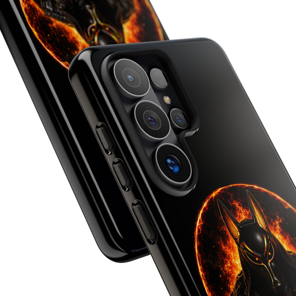 Wildfire Phone Case — Fierce Flaming Anubis Design, "Stay Fierce Burn Bright"