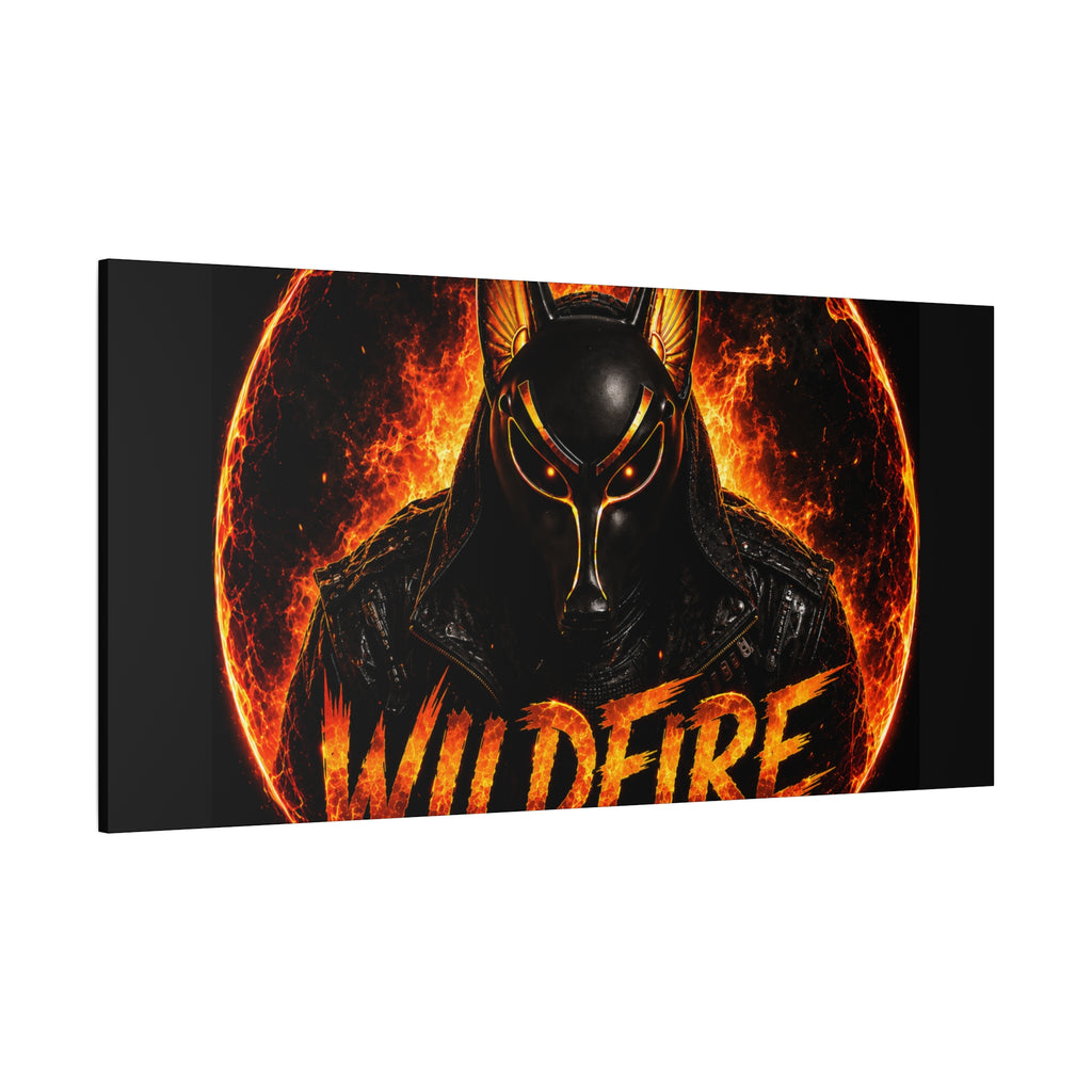 Wildfire Anubis Canvas — ‘WILDFIRE Stay Fierce Burn Bright’ Matte Stretched Wall Art