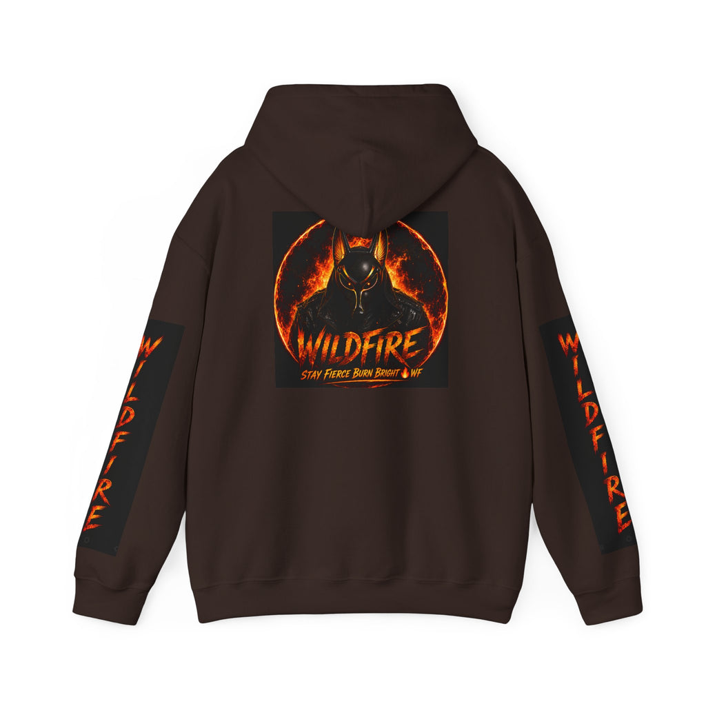 Wildfire Stay Fierce Burn Bright Hoodie — 'Wildfire' Flame Graphic Hooded Sweatshirt