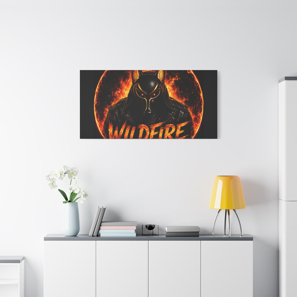 Wildfire Anubis Canvas — ‘WILDFIRE Stay Fierce Burn Bright’ Matte Stretched Wall Art