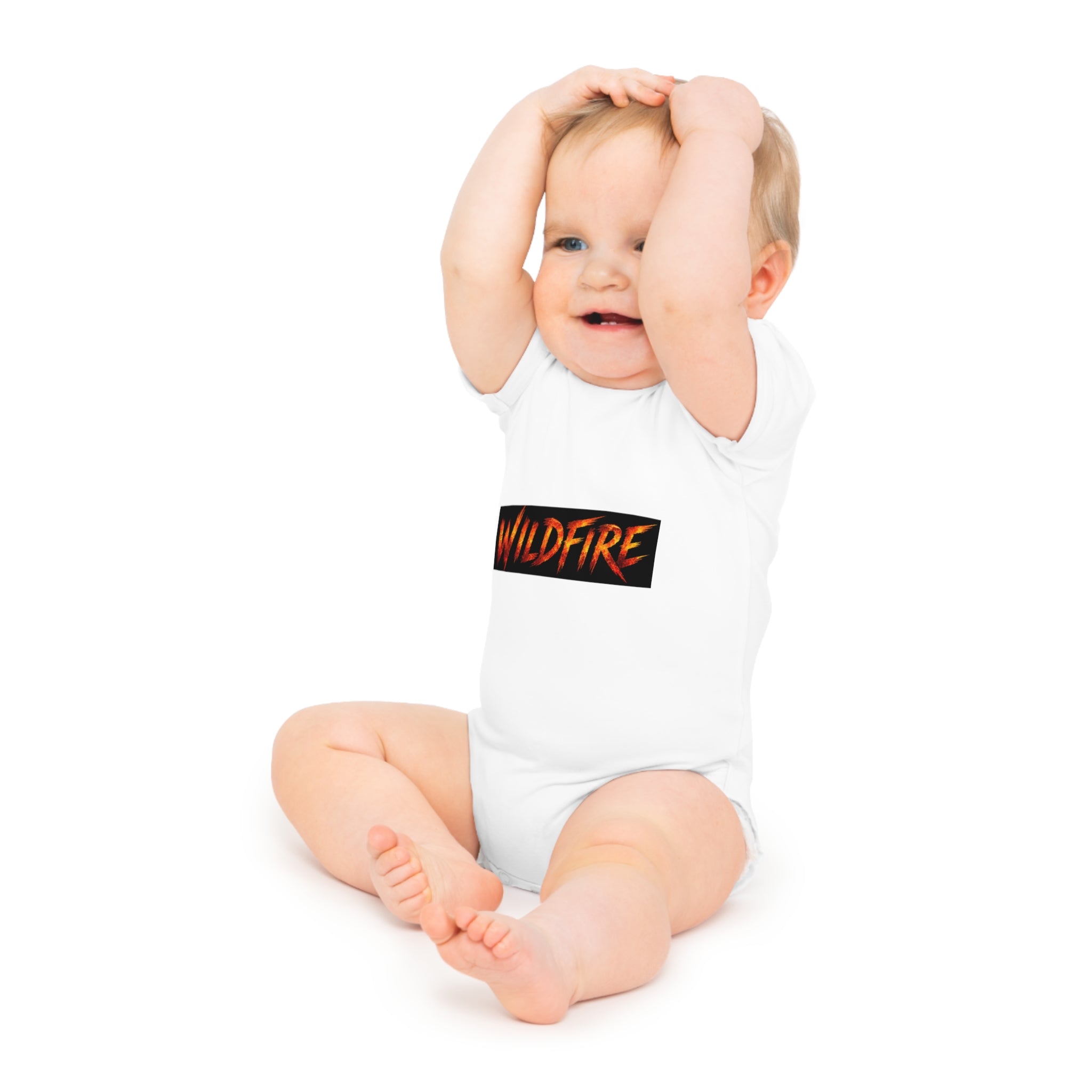 Wildfire Baby Bodysuit — Fiery Anubis Graphic Infant Onesie