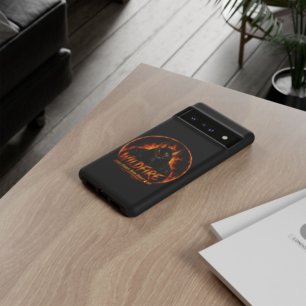 Wildfire Phone Case — Fierce Flaming Anubis Design, "Stay Fierce Burn Bright"
