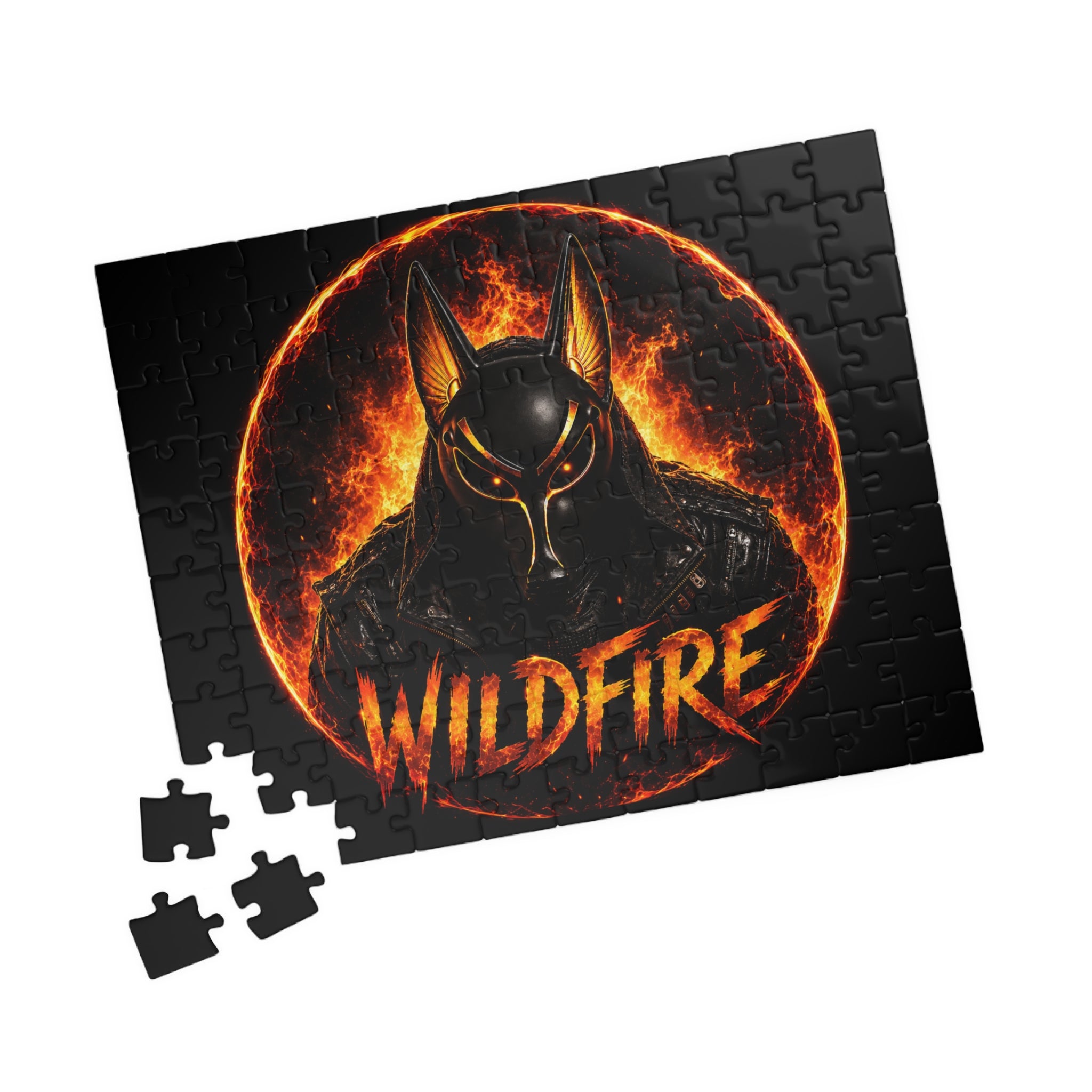 Wildfire Anubis Logo Puzzle — Fiery Egyptian Anubis 110–1014pc Jigsaw