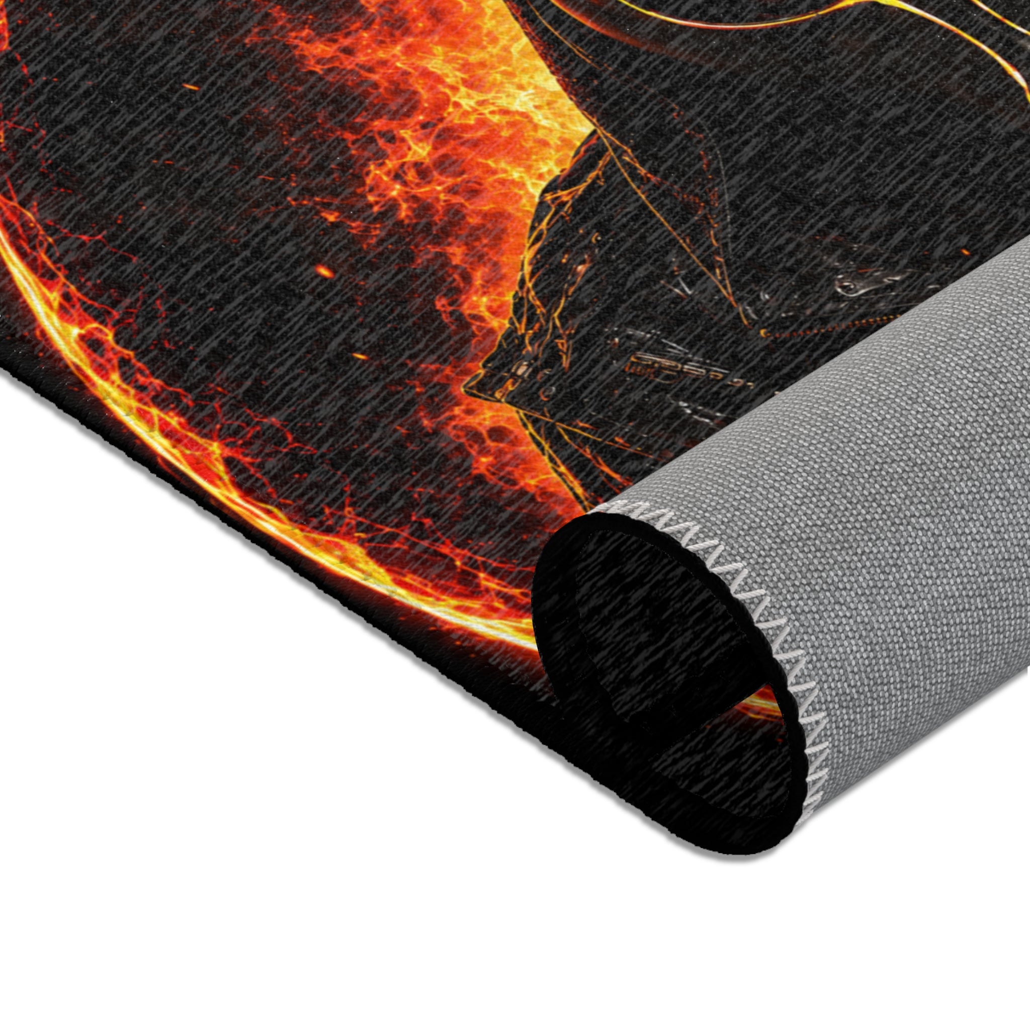Wildfire Area Rug – Fiery Anubis Logo “Stay Fierce Burn Bright” Accent Rug