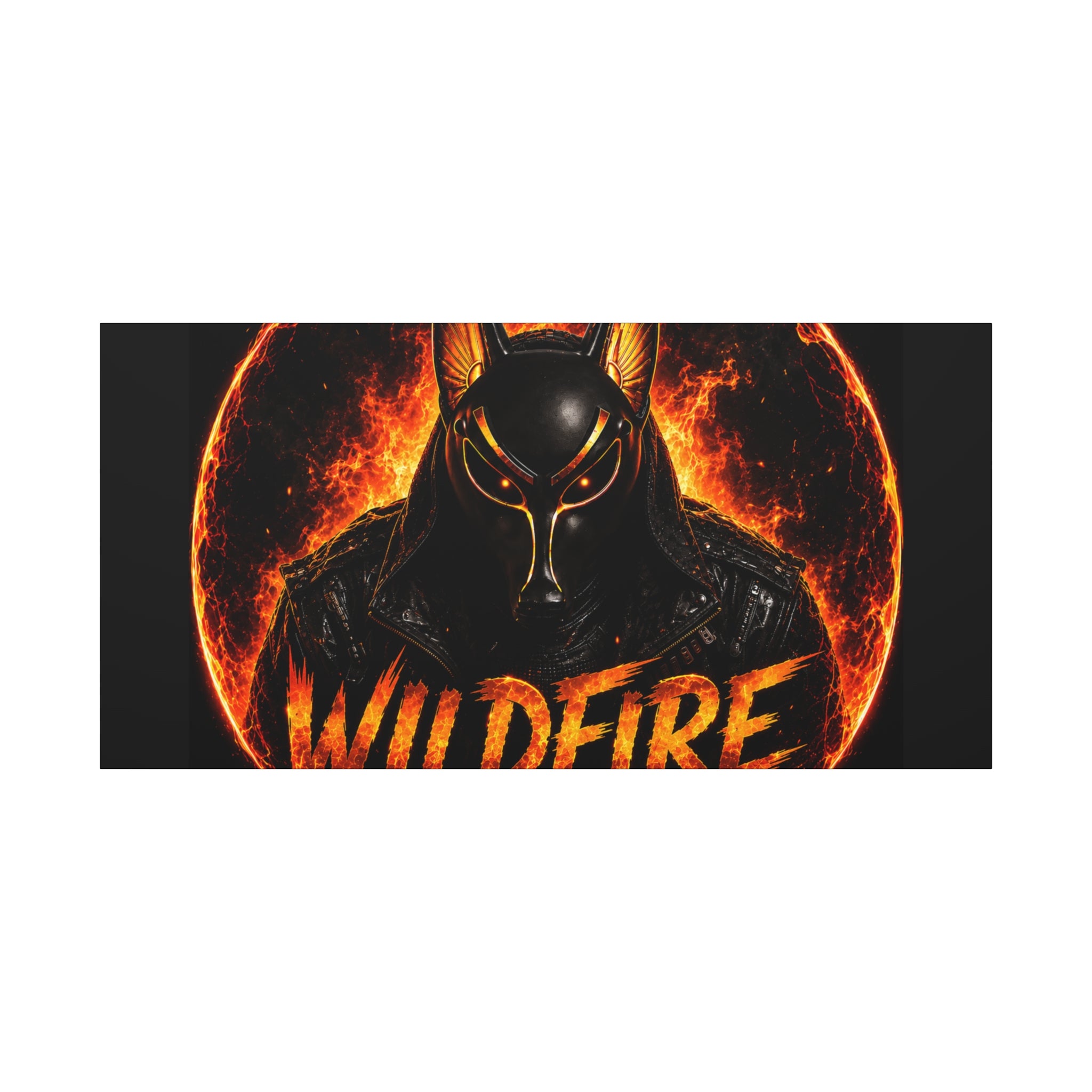 Wildfire Anubis Canvas — ‘WILDFIRE Stay Fierce Burn Bright’ Matte Stretched Wall Art