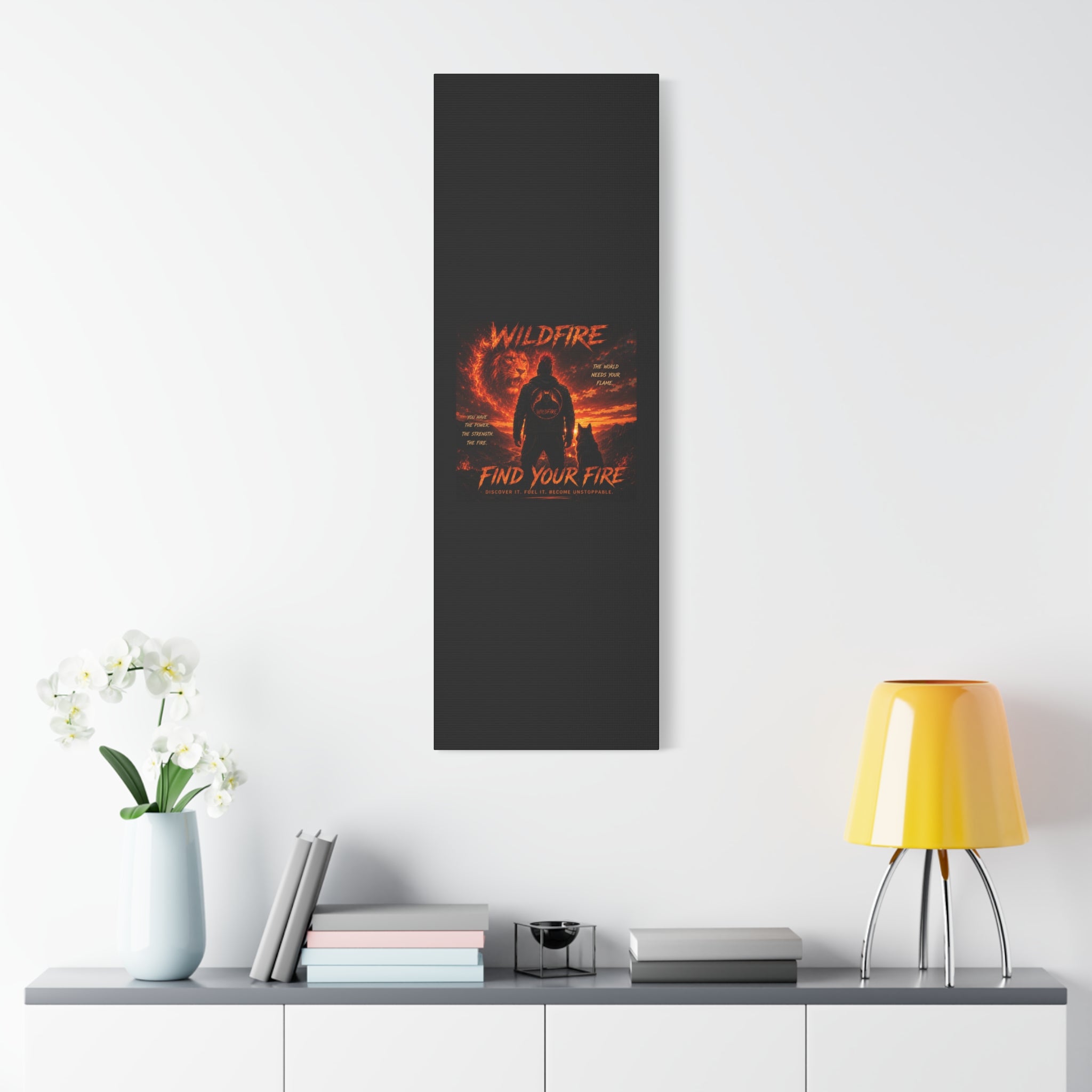Wildfire 'Find Your Fire' Matte Canvas Wall Art — Inspirational Lion & Silhouette Scene