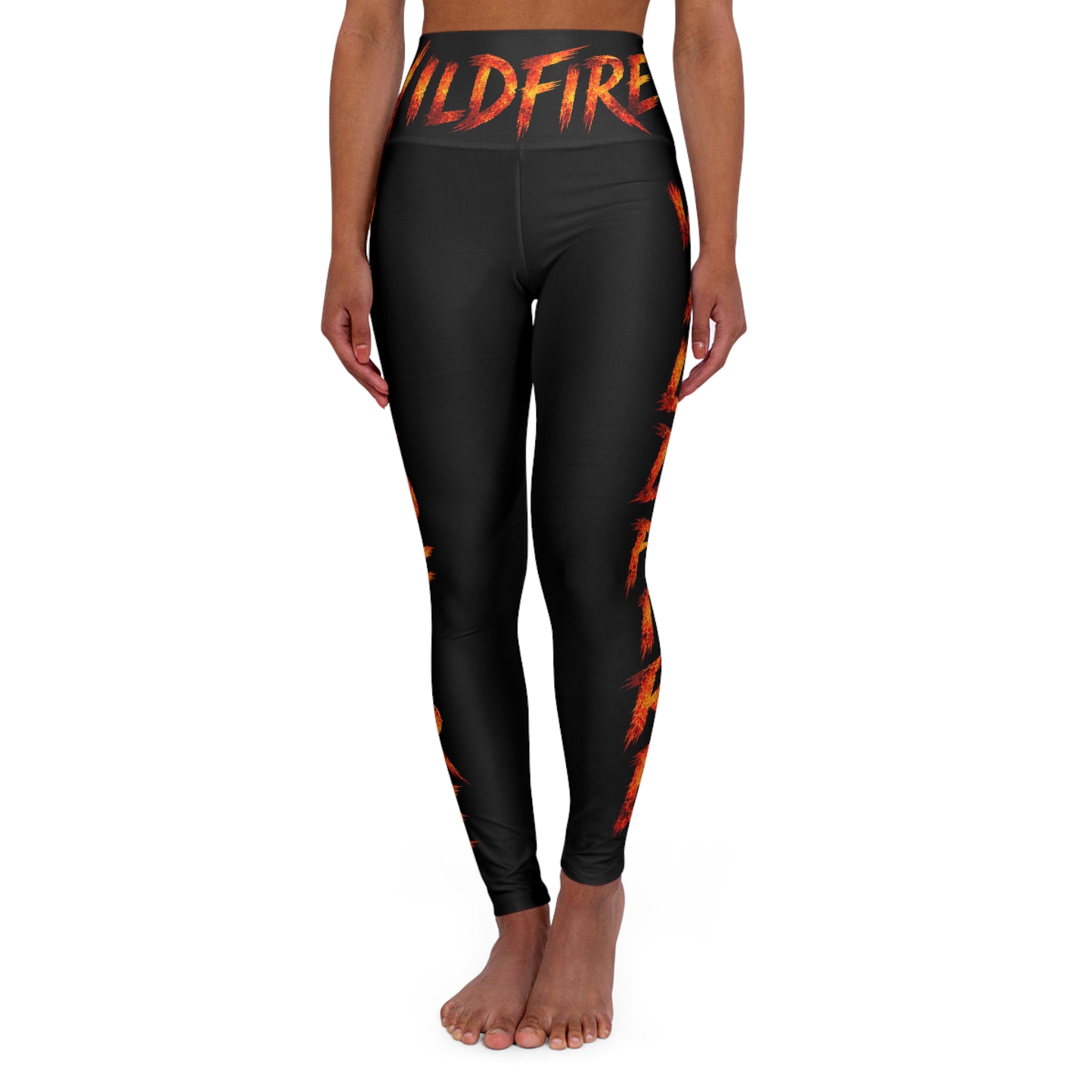 Wildfire High-Waisted Yoga Leggings — Flame Graphic Fitness Leggings