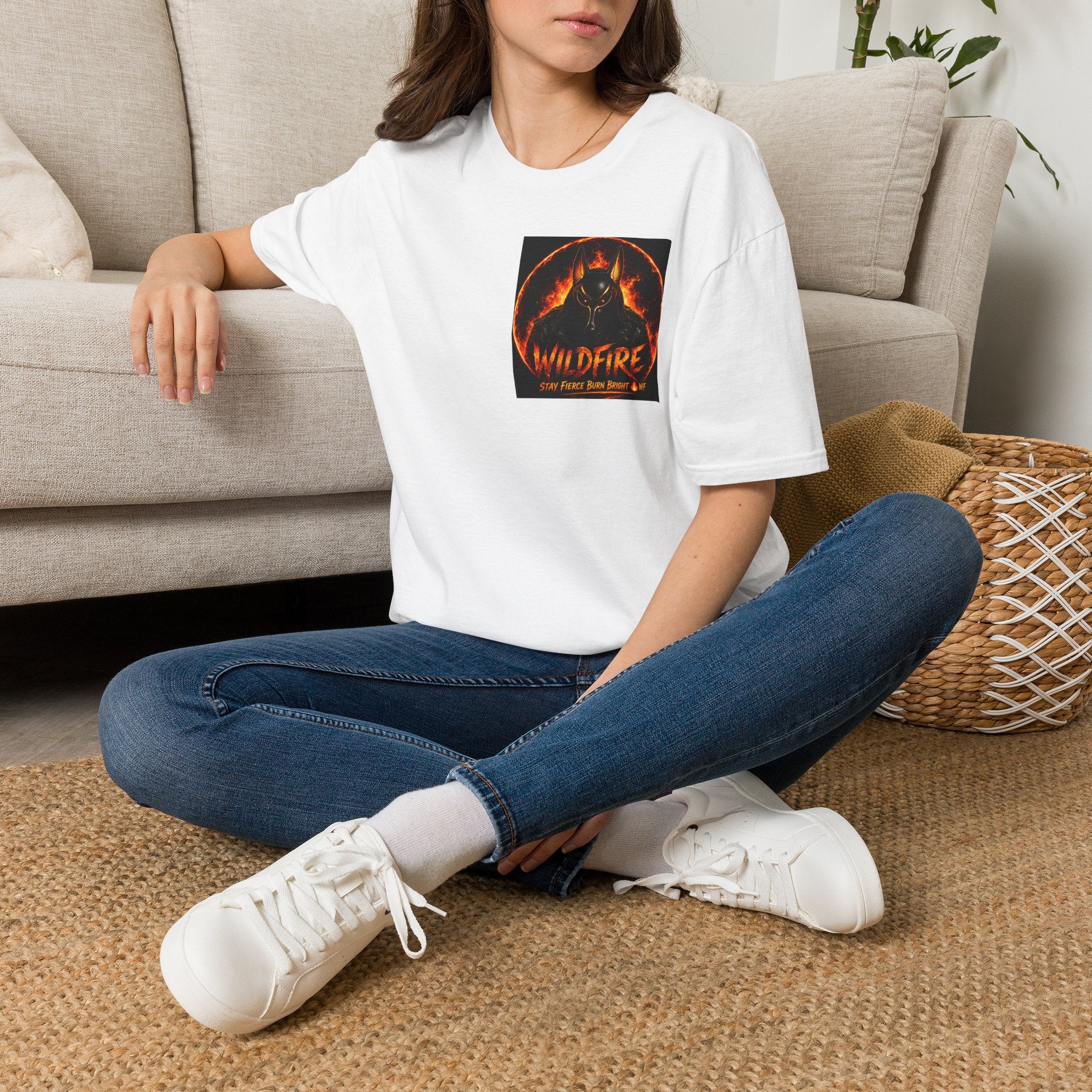 Wildfire Sekhmet's Fire Graphic T-Shirt — "Wildfire" Fiery Anubis Band Tee
