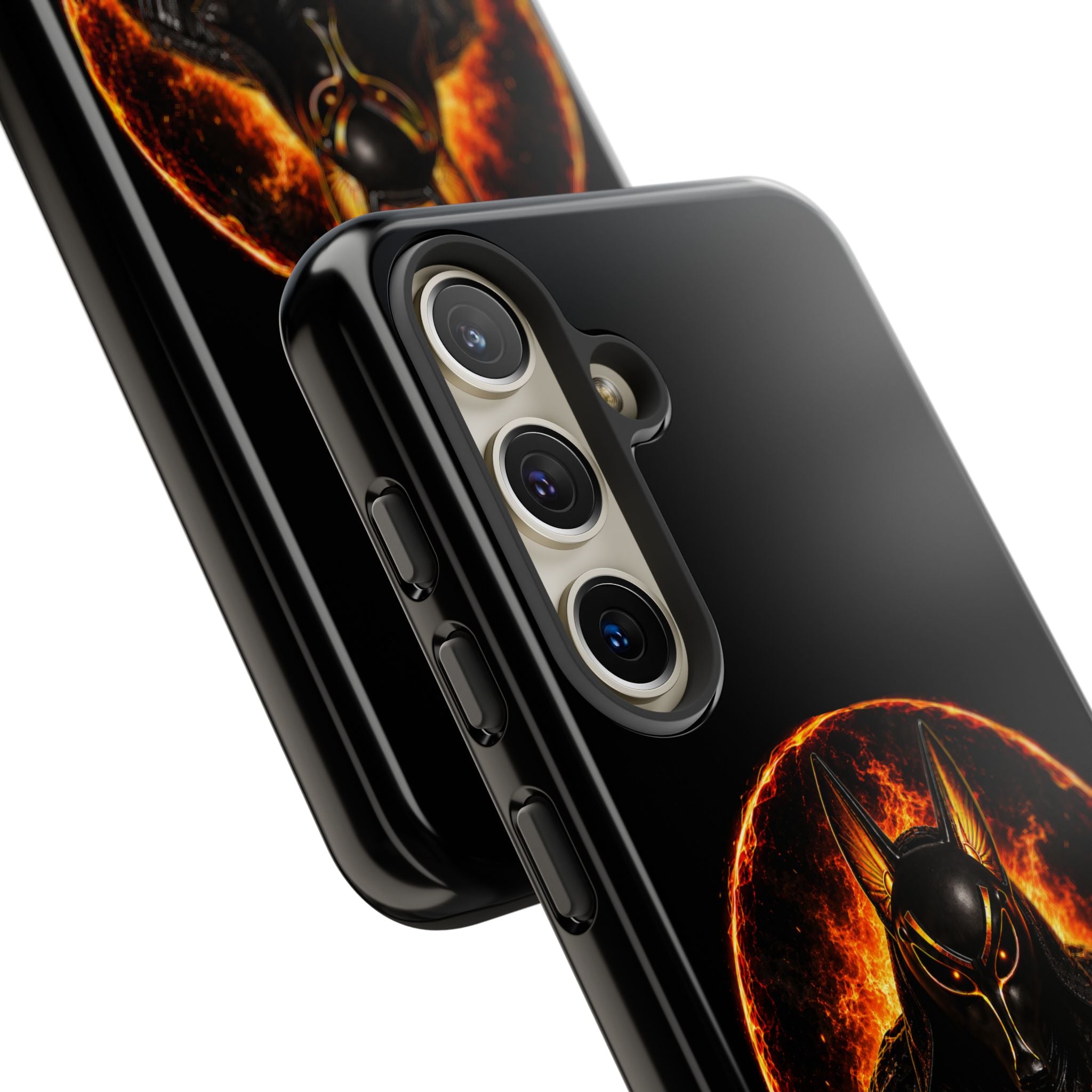 Wildfire Phone Case — Fierce Flaming Anubis Design, "Stay Fierce Burn Bright"