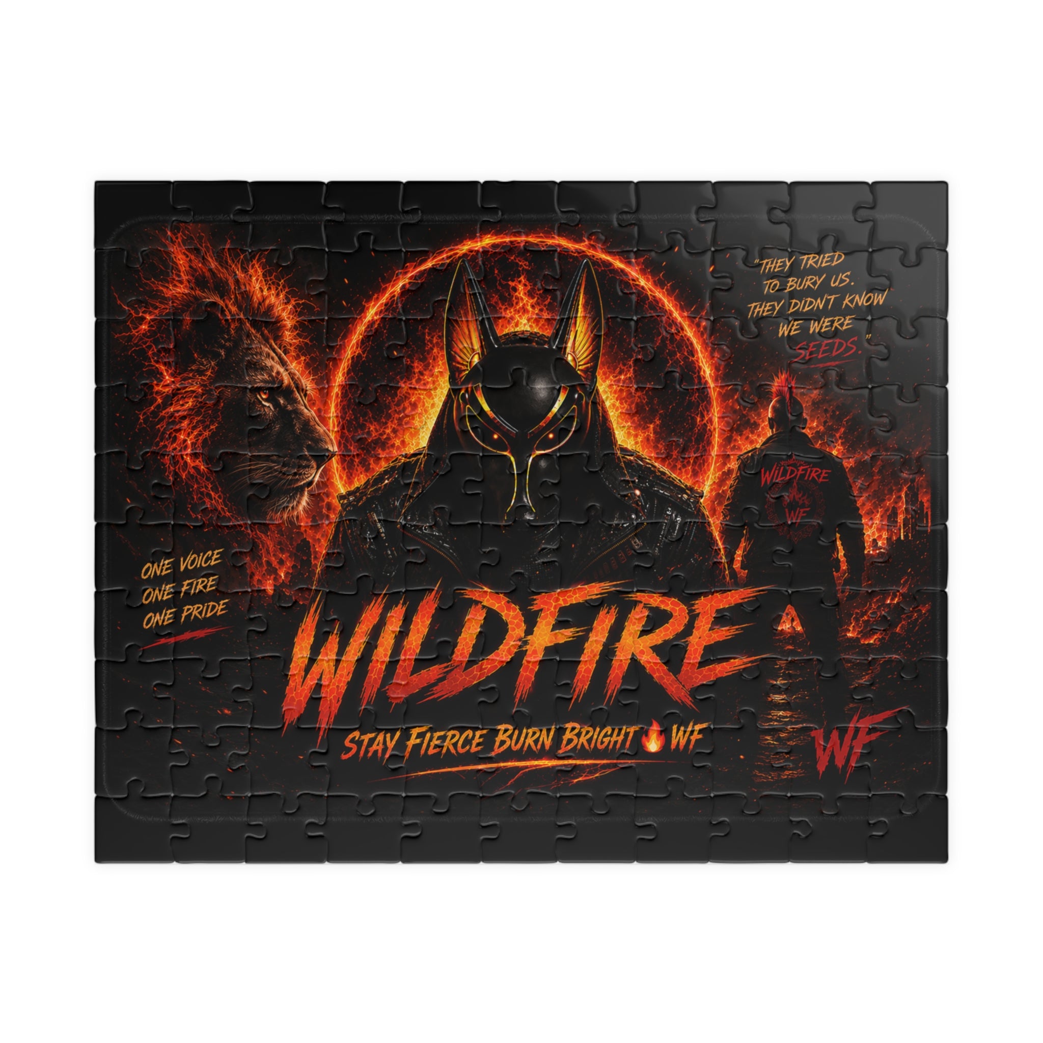 Wildfire Demon Flames Puzzle — 'Stay Fierce Burn Bright' Jigsaw (110/252/520/1014 pc)