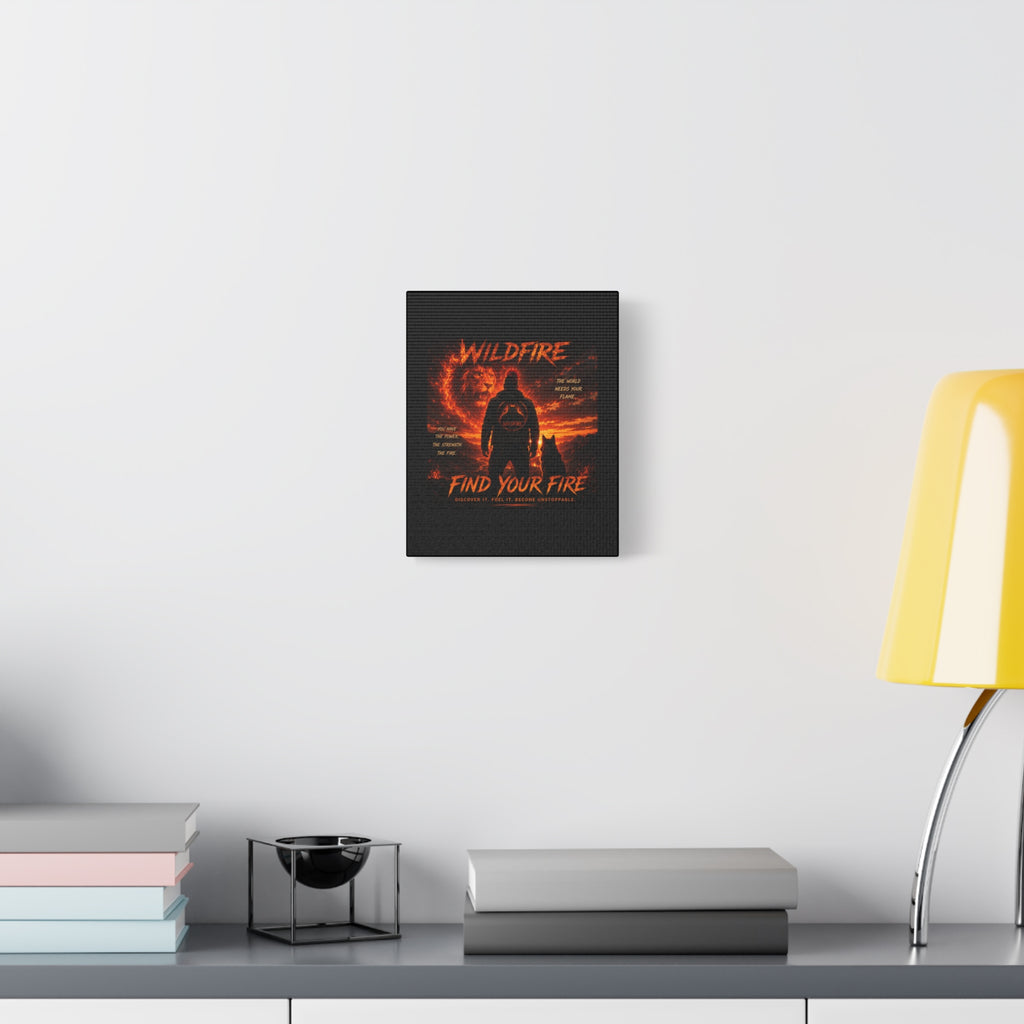 Wildfire 'Find Your Fire' Matte Canvas Wall Art — Inspirational Lion & Silhouette Scene
