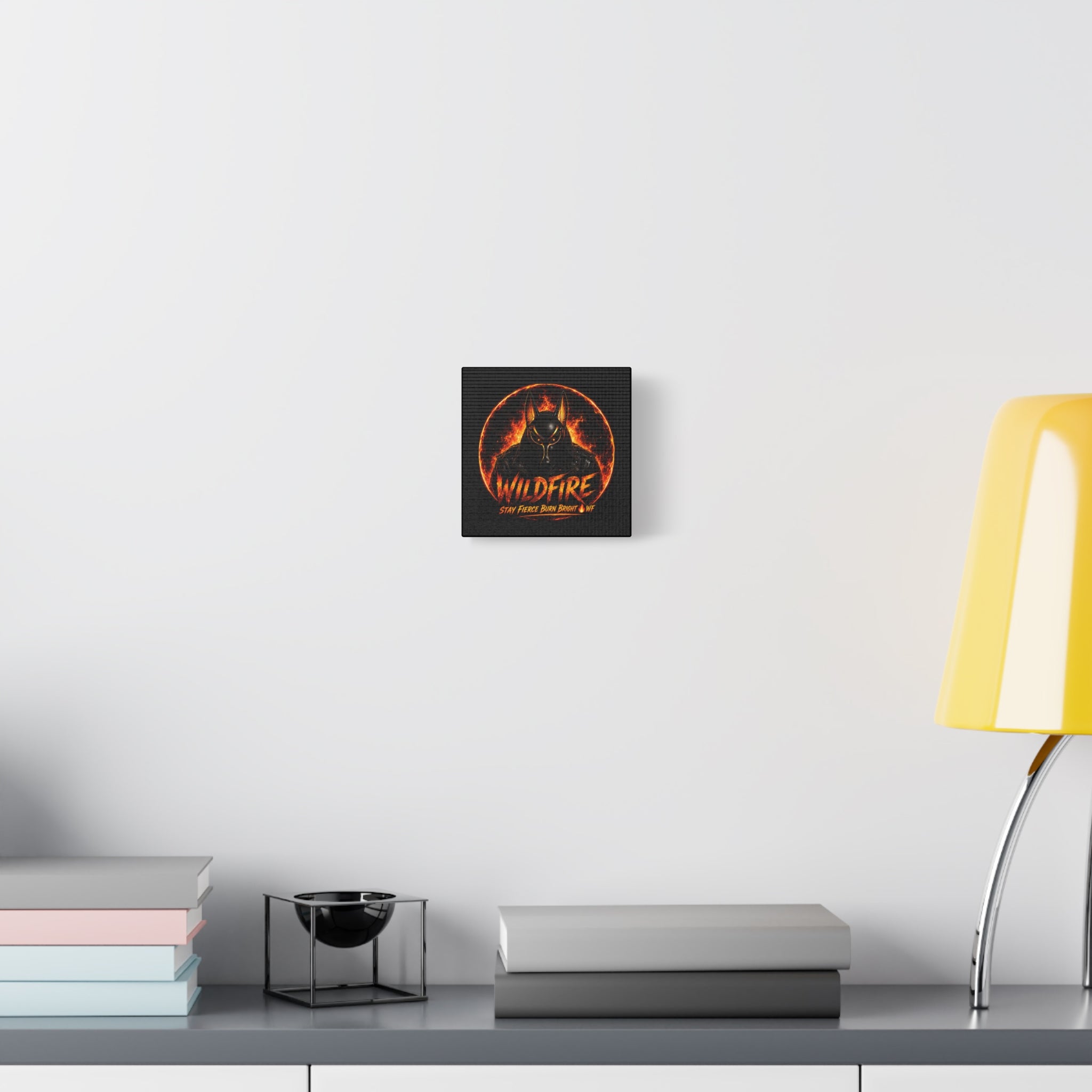 Wildfire Anubis Canvas — ‘WILDFIRE Stay Fierce Burn Bright’ Matte Stretched Wall Art
