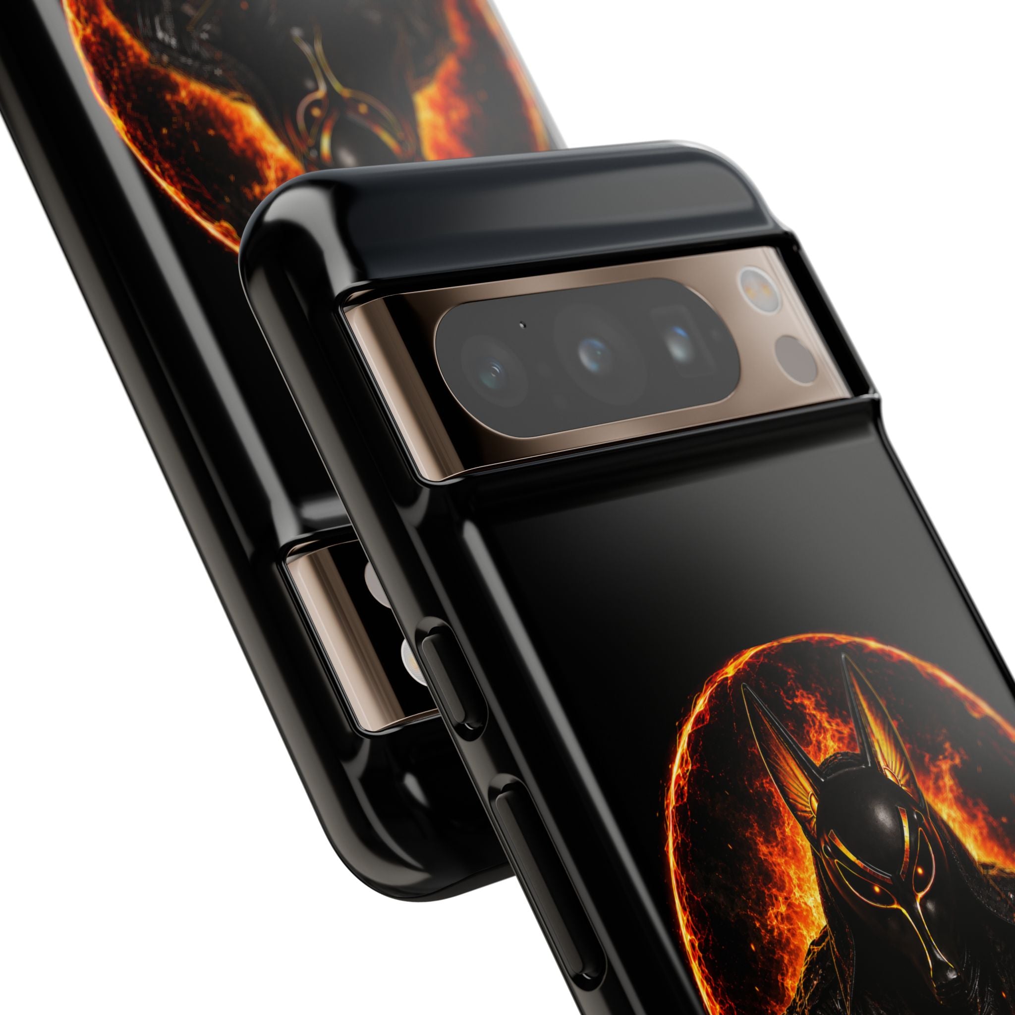 Wildfire Phone Case — Fierce Flaming Anubis Design, "Stay Fierce Burn Bright"