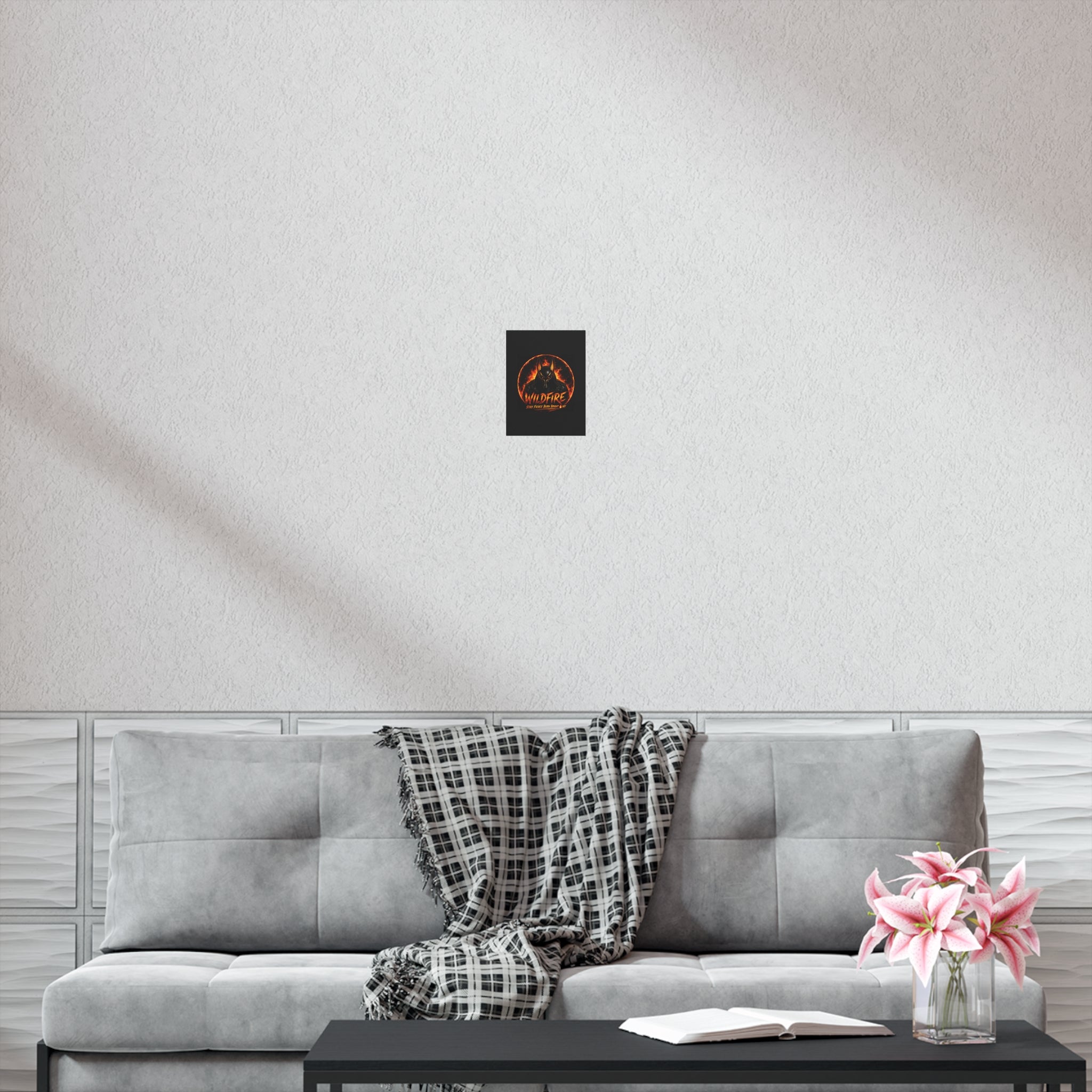 Wildfire Poster — Fiery Anubis Illustration with 'Stay Fierce Burn Bright'
