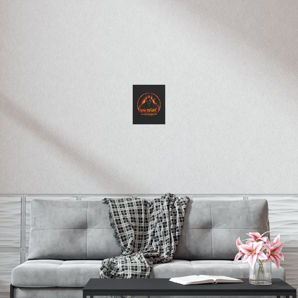 Wildfire Poster — Fiery Anubis Illustration with 'Stay Fierce Burn Bright'