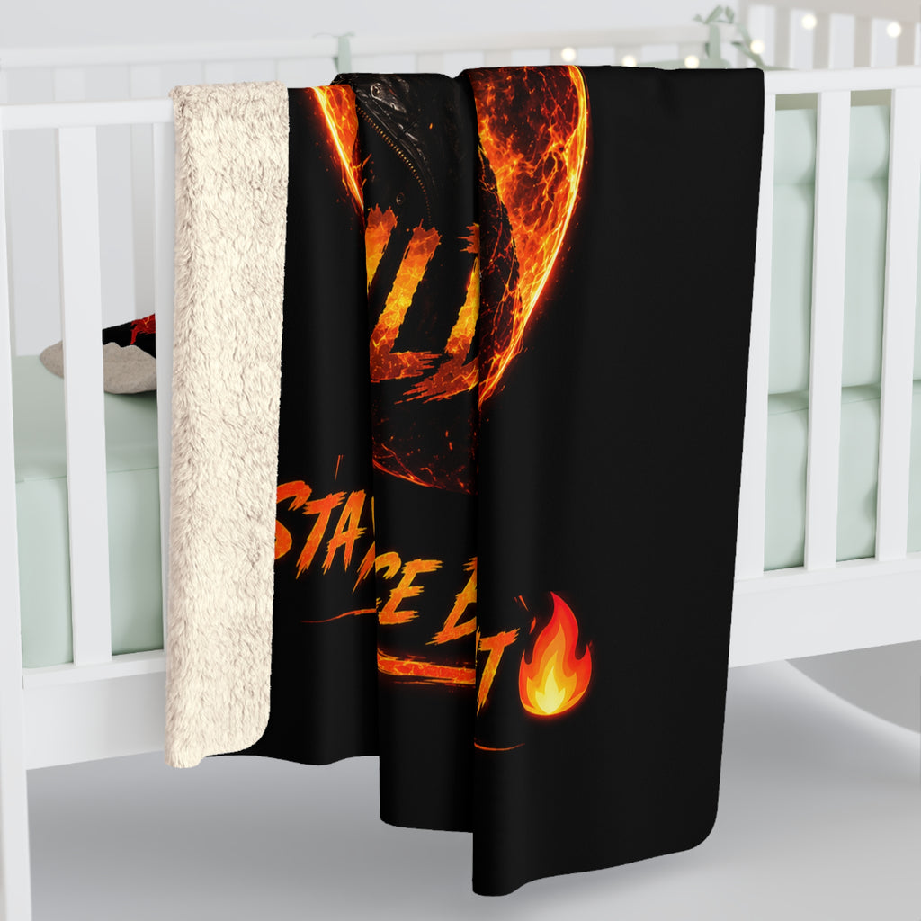 Wildfire Sherpa Blanket - 'Stay Fierce Burn Bright' Fiery Anubis Design
