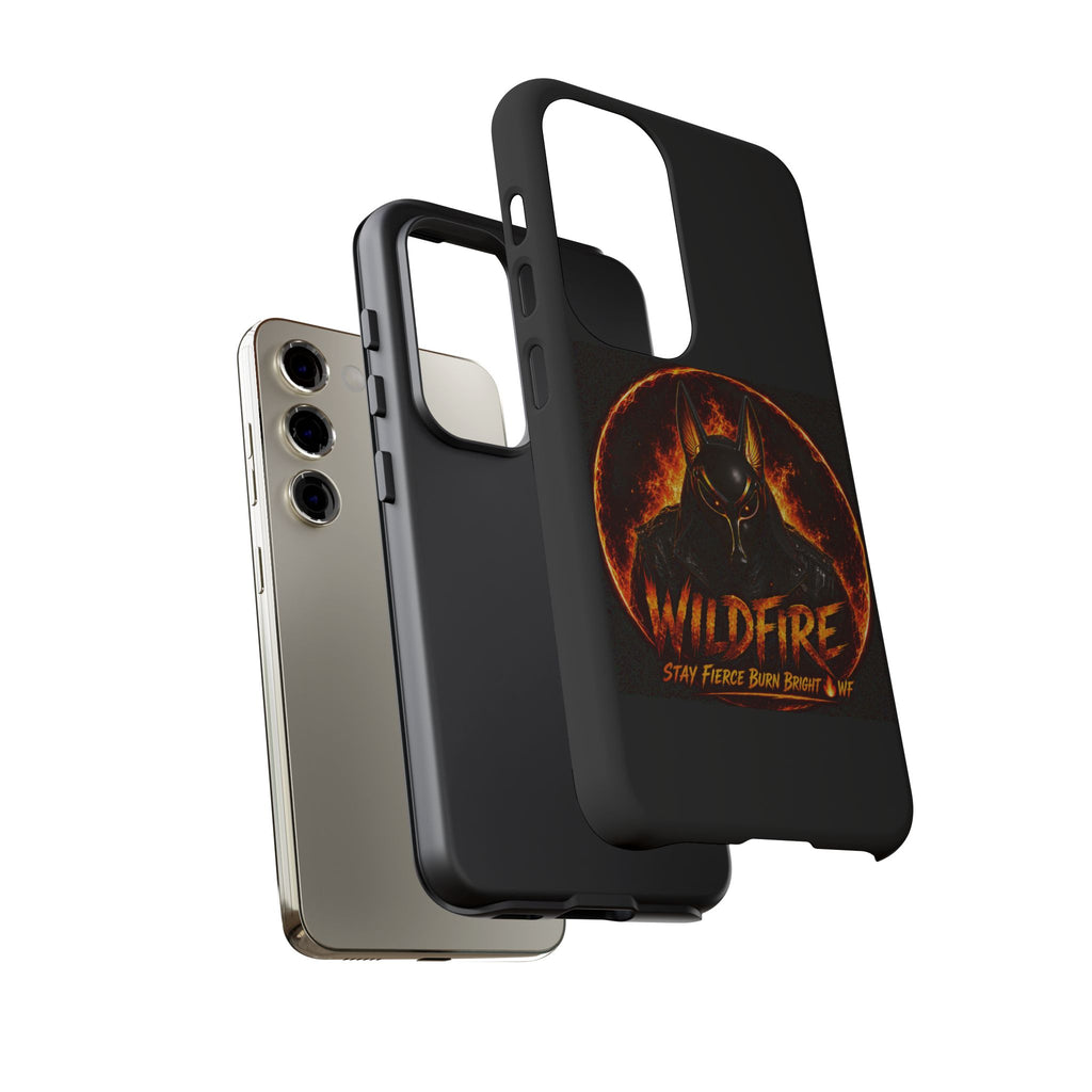 Wildfire Phone Case — Fierce Flaming Anubis Design, "Stay Fierce Burn Bright"
