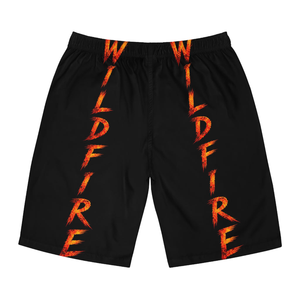 Wildfire Men’s Board Shorts — Fiery Anubis Graphic Swim Trunks
