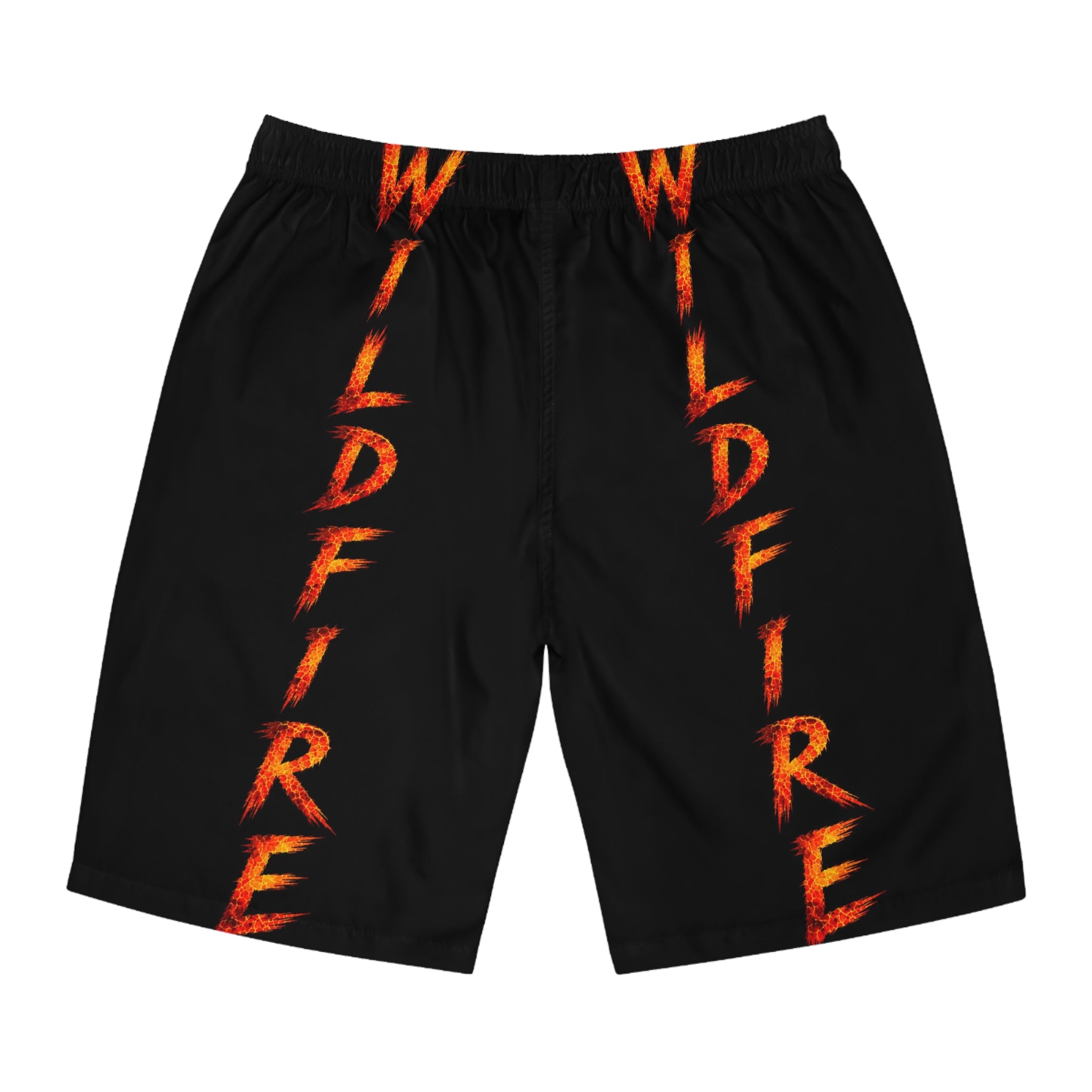 Wildfire Men’s Board Shorts — Fiery Anubis Graphic Swim Trunks
