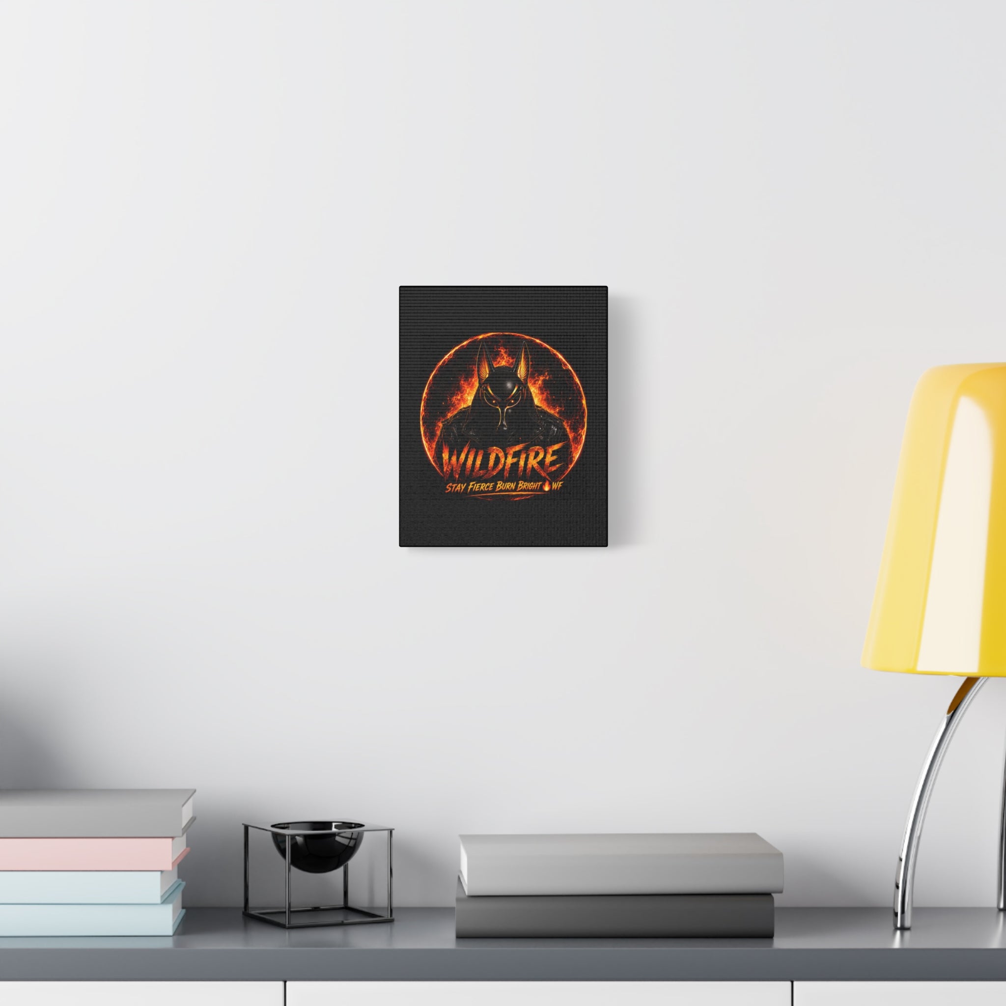 Wildfire Anubis Canvas — ‘WILDFIRE Stay Fierce Burn Bright’ Matte Stretched Wall Art
