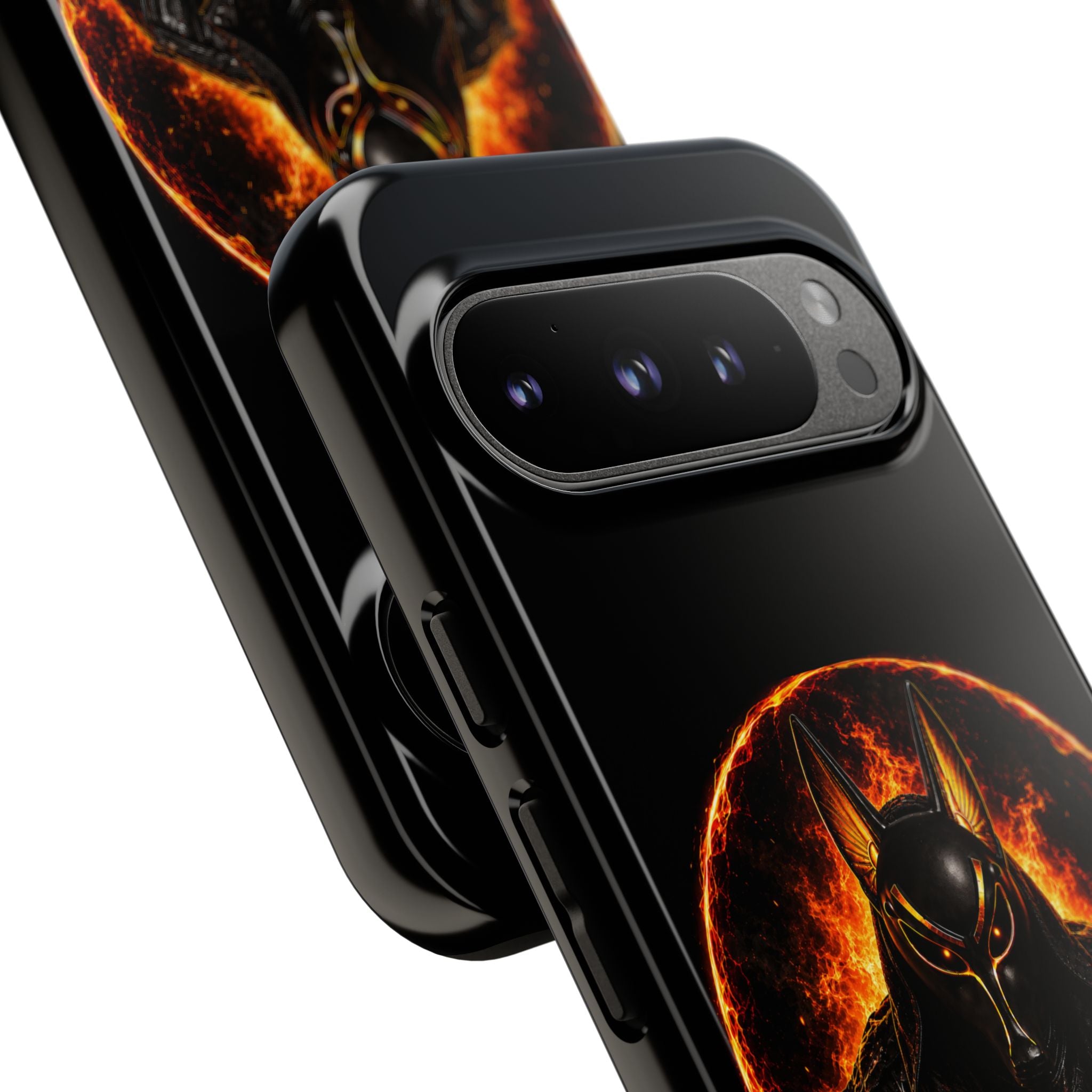 Wildfire Phone Case — Fierce Flaming Anubis Design, "Stay Fierce Burn Bright"