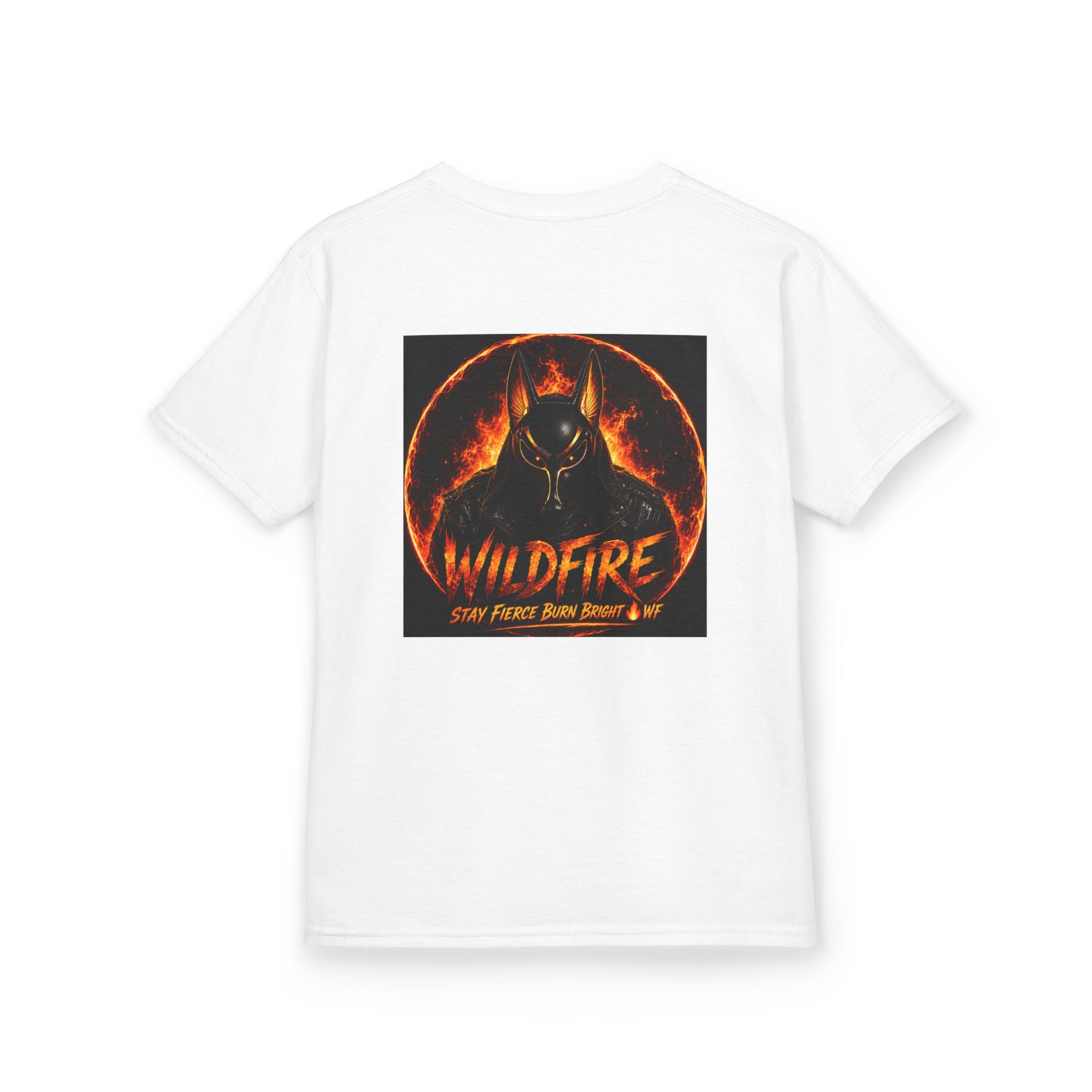 Wildfire Kids T‑Shirt — Fiery Anubis Graphic Tee ("Wildfire: Stay Fierce, Burn Bright")