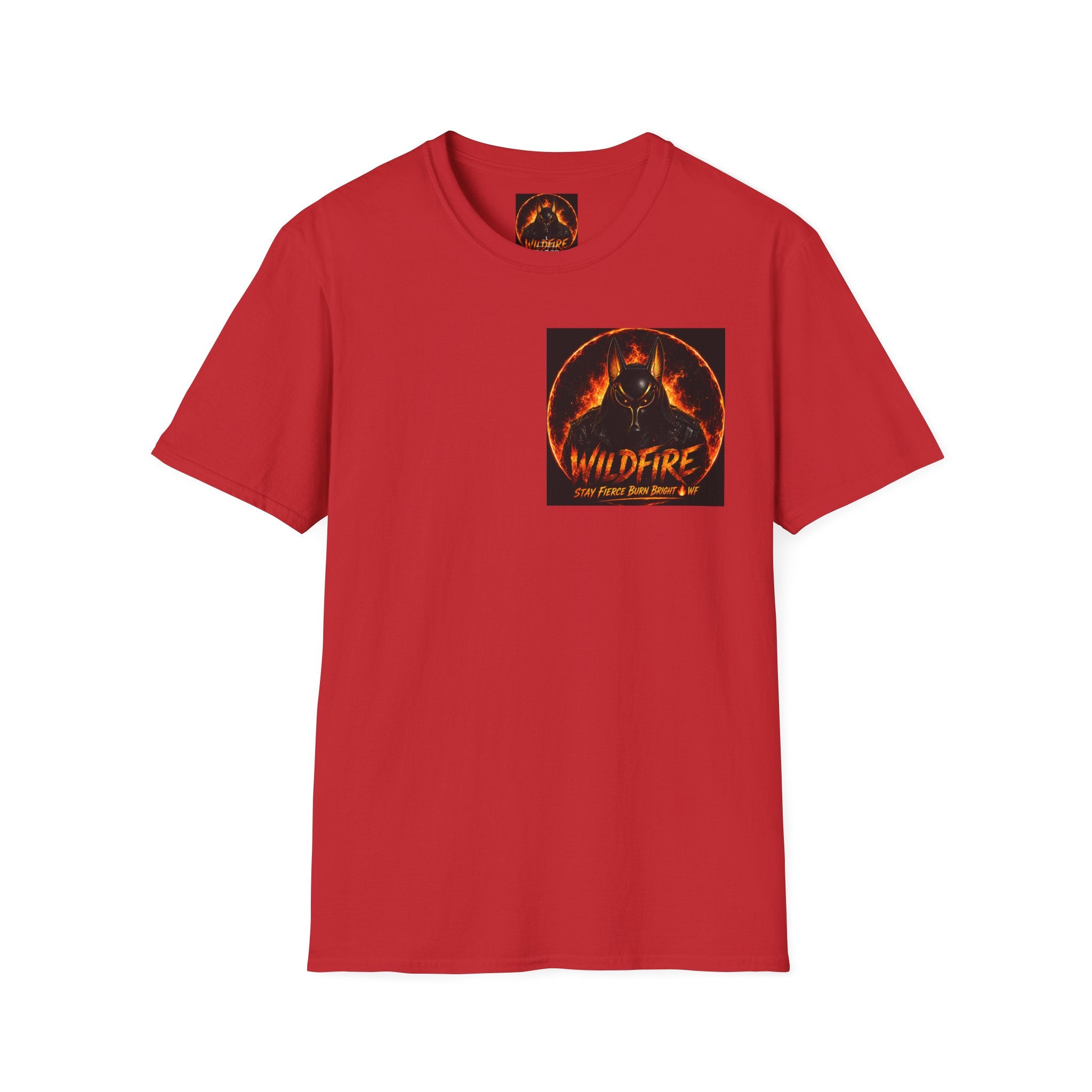 Wildfire Sekhmet's Fire Graphic T-Shirt — "Wildfire" Fiery Anubis Band Tee