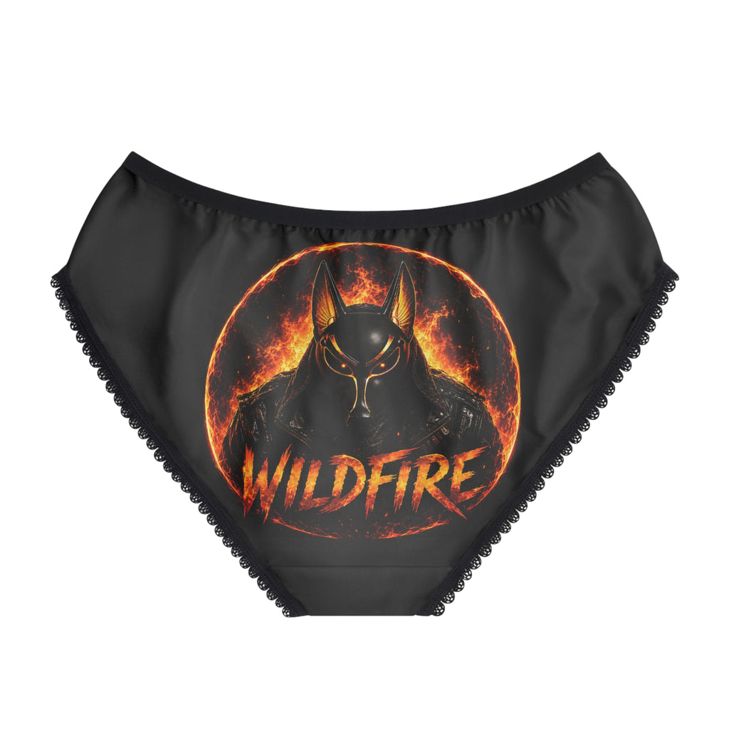Wildfire Flame Logo Briefs — Women's Fiery Anubis Lace-Trim Underwear