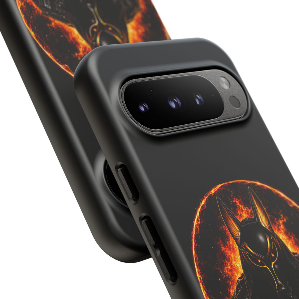 Wildfire Phone Case — Fierce Flaming Anubis Design, "Stay Fierce Burn Bright"