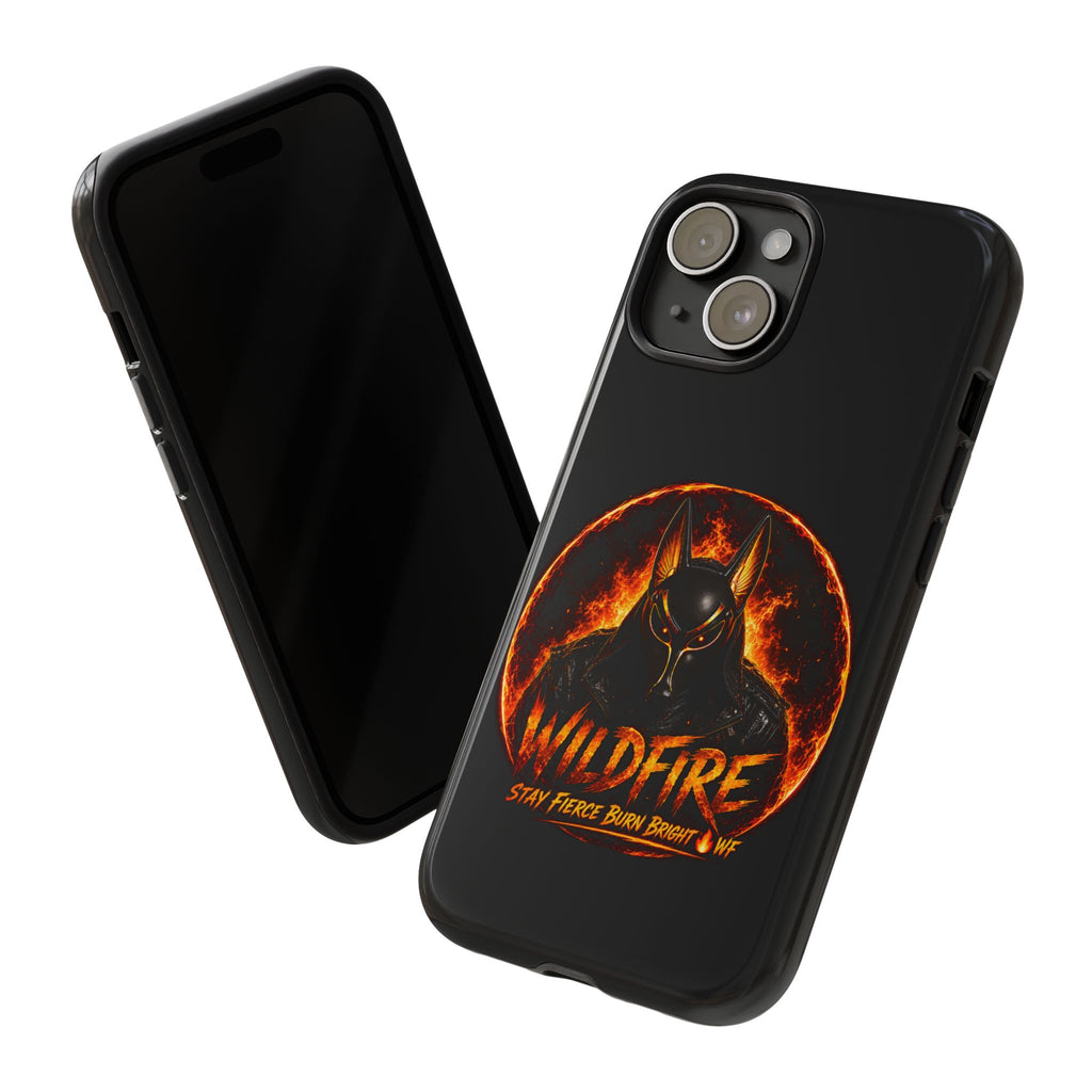 Wildfire Phone Case — Fierce Flaming Anubis Design, "Stay Fierce Burn Bright"