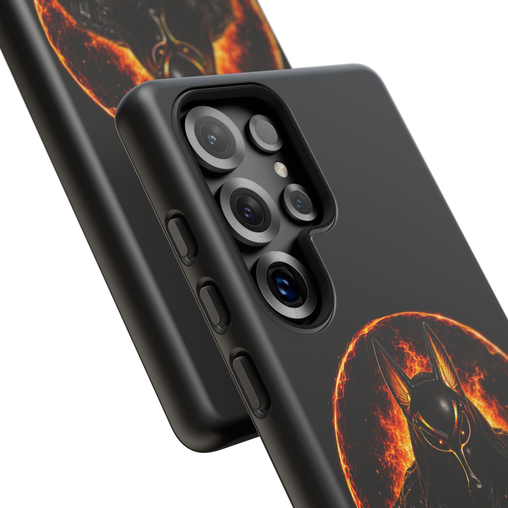 Wildfire Phone Case — Fierce Flaming Anubis Design, "Stay Fierce Burn Bright"
