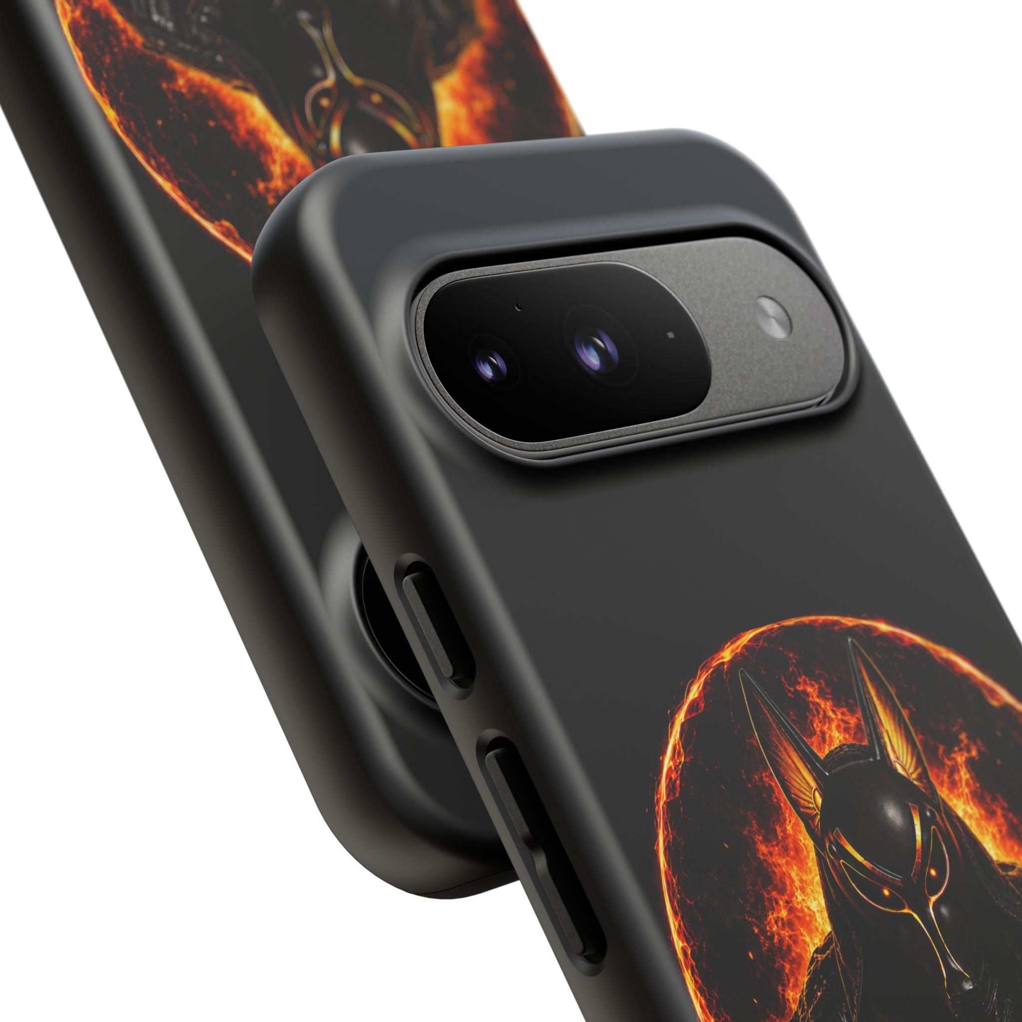 Wildfire Phone Case — Fierce Flaming Anubis Design, "Stay Fierce Burn Bright"