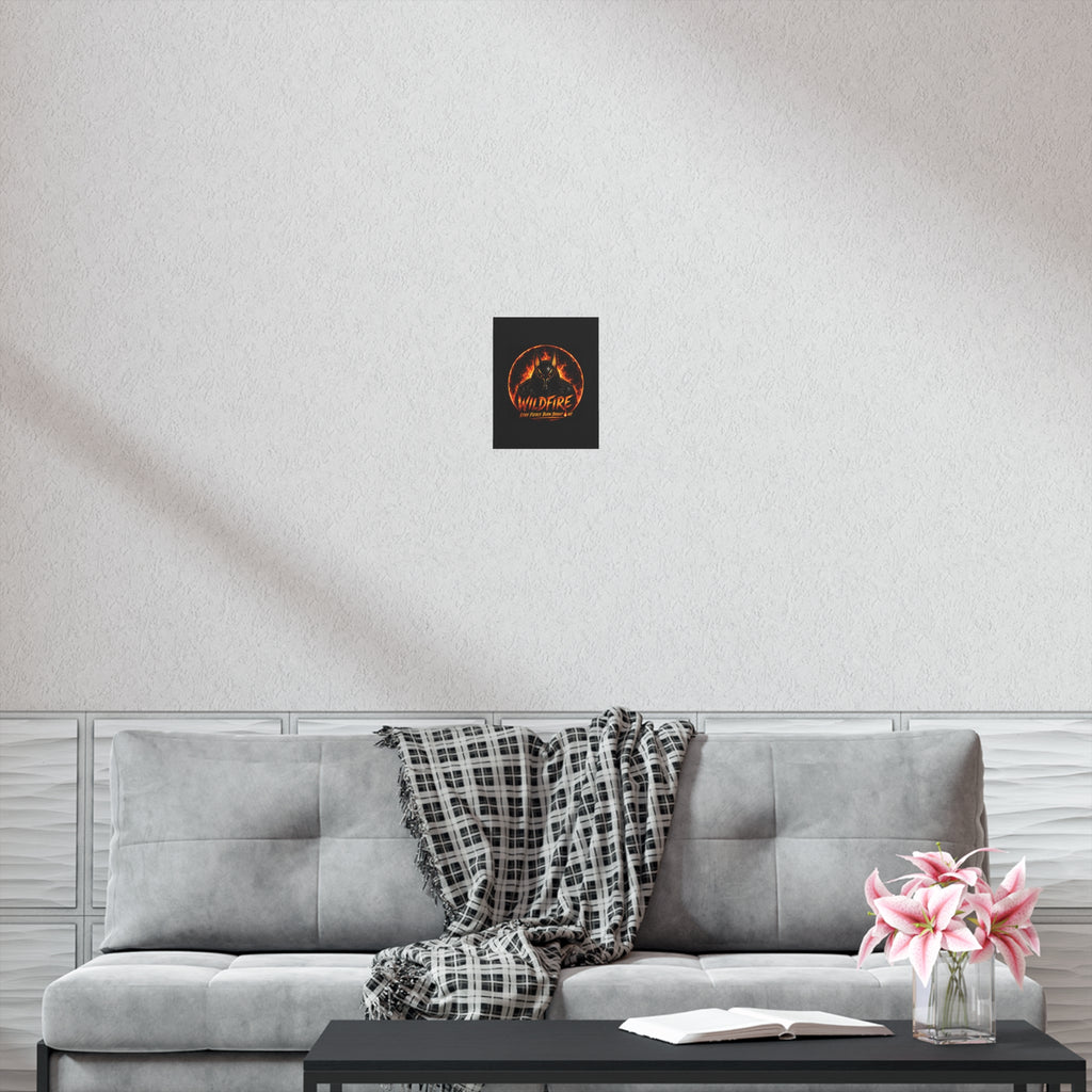 Wildfire Poster — Fiery Anubis Illustration with 'Stay Fierce Burn Bright'