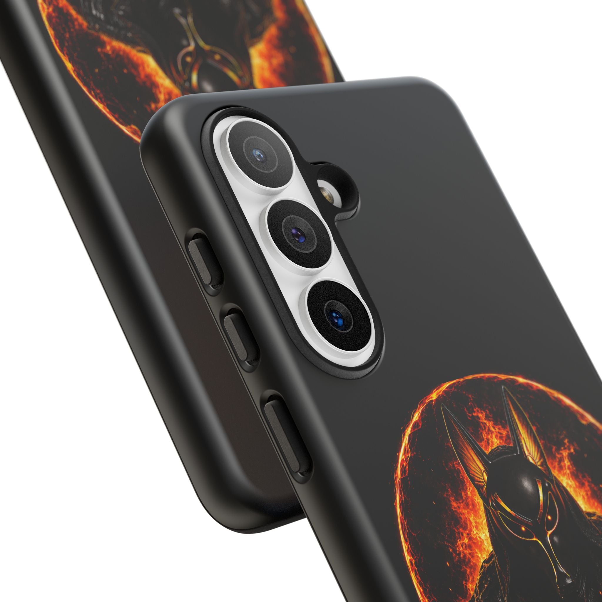 Wildfire Phone Case — Fierce Flaming Anubis Design, "Stay Fierce Burn Bright"