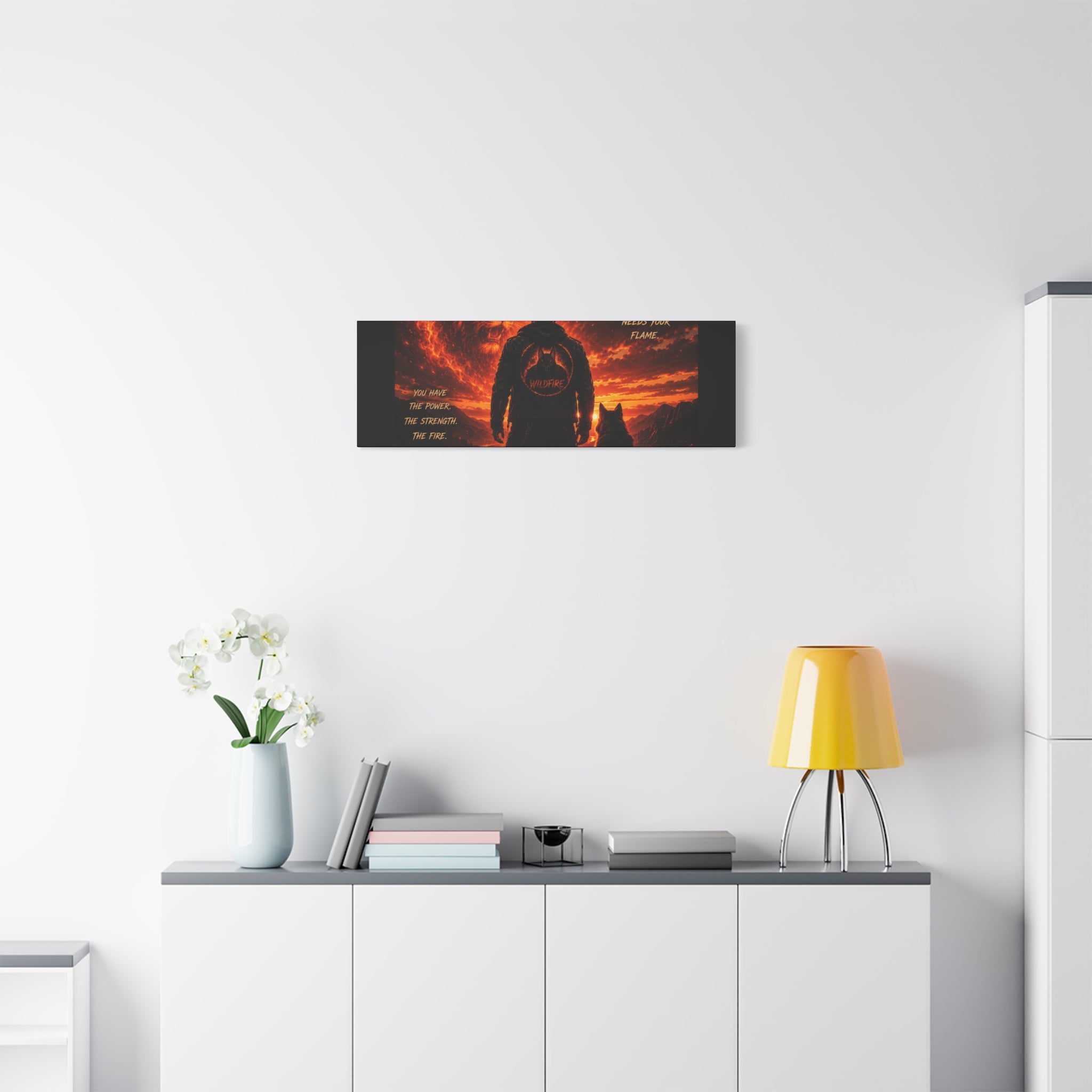 Wildfire 'Find Your Fire' Matte Canvas Wall Art — Inspirational Lion & Silhouette Scene