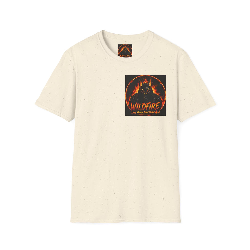 Wildfire Sekhmet's Fire Graphic T-Shirt — "Wildfire" Fiery Anubis Band Tee
