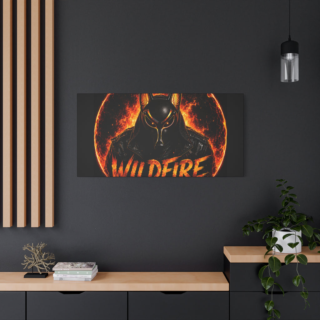 Wildfire Anubis Canvas — ‘WILDFIRE Stay Fierce Burn Bright’ Matte Stretched Wall Art