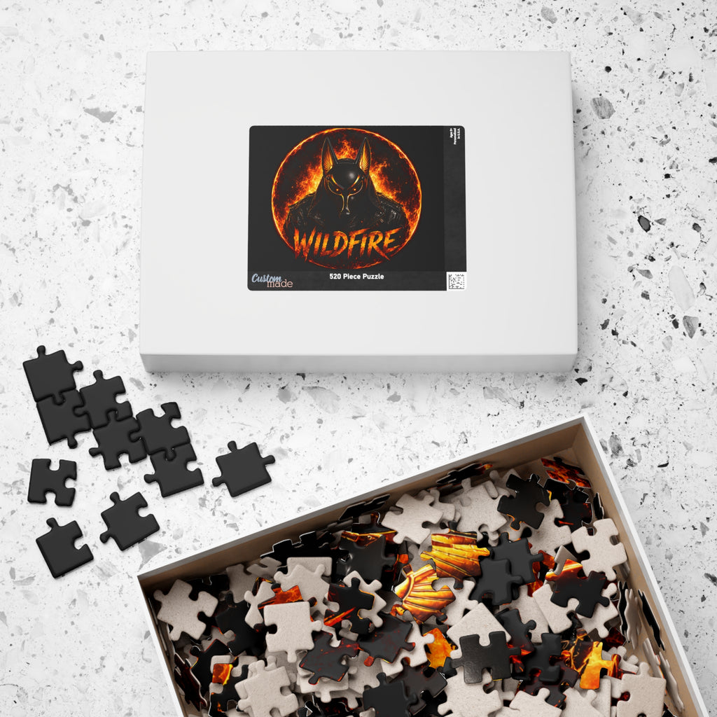 Wildfire Anubis Logo Puzzle — Fiery Egyptian Anubis 110–1014pc Jigsaw