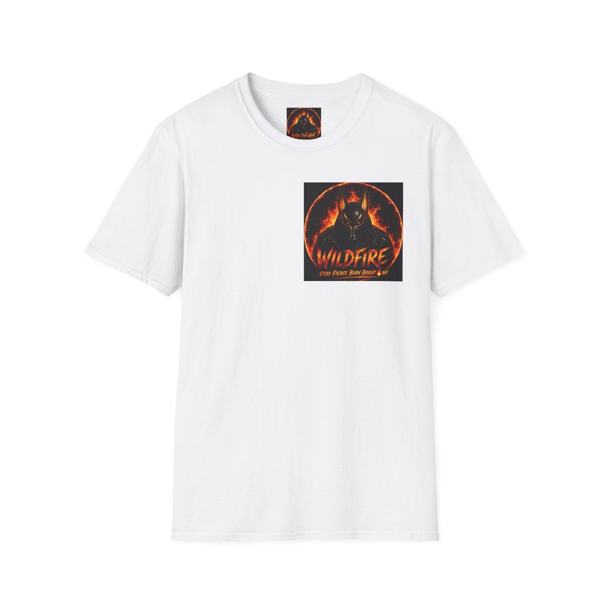 Wildfire Sekhmet's Fire Graphic T-Shirt — "Wildfire" Fiery Anubis Band Tee