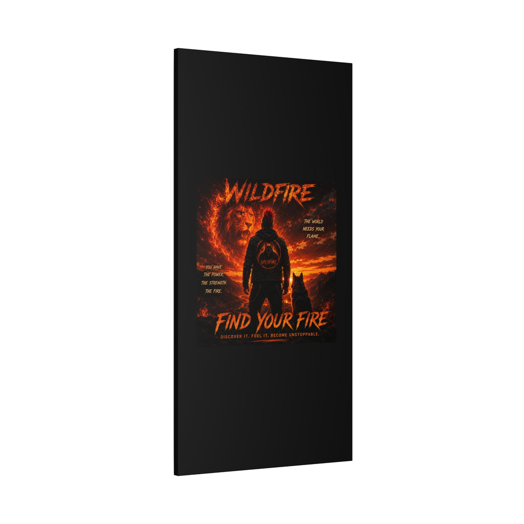 Wildfire 'Find Your Fire' Matte Canvas Wall Art — Inspirational Lion & Silhouette Scene