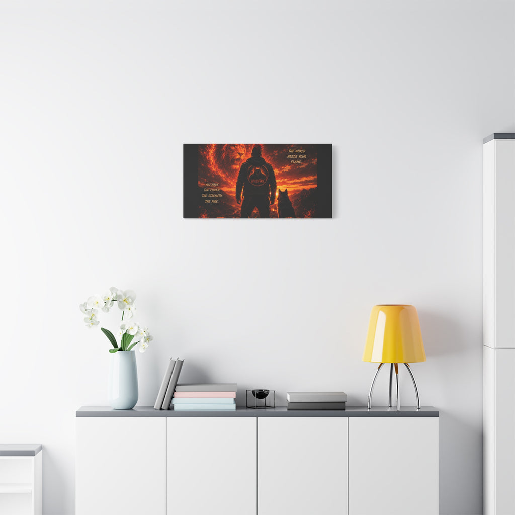 Wildfire 'Find Your Fire' Matte Canvas Wall Art — Inspirational Lion & Silhouette Scene