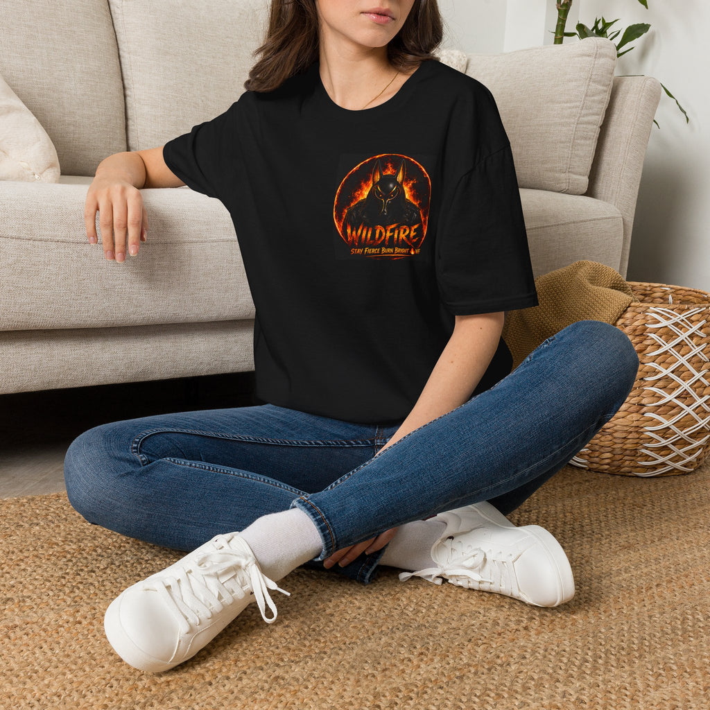 Wildfire Sekhmet's Fire Graphic T-Shirt — "Wildfire" Fiery Anubis Band Tee