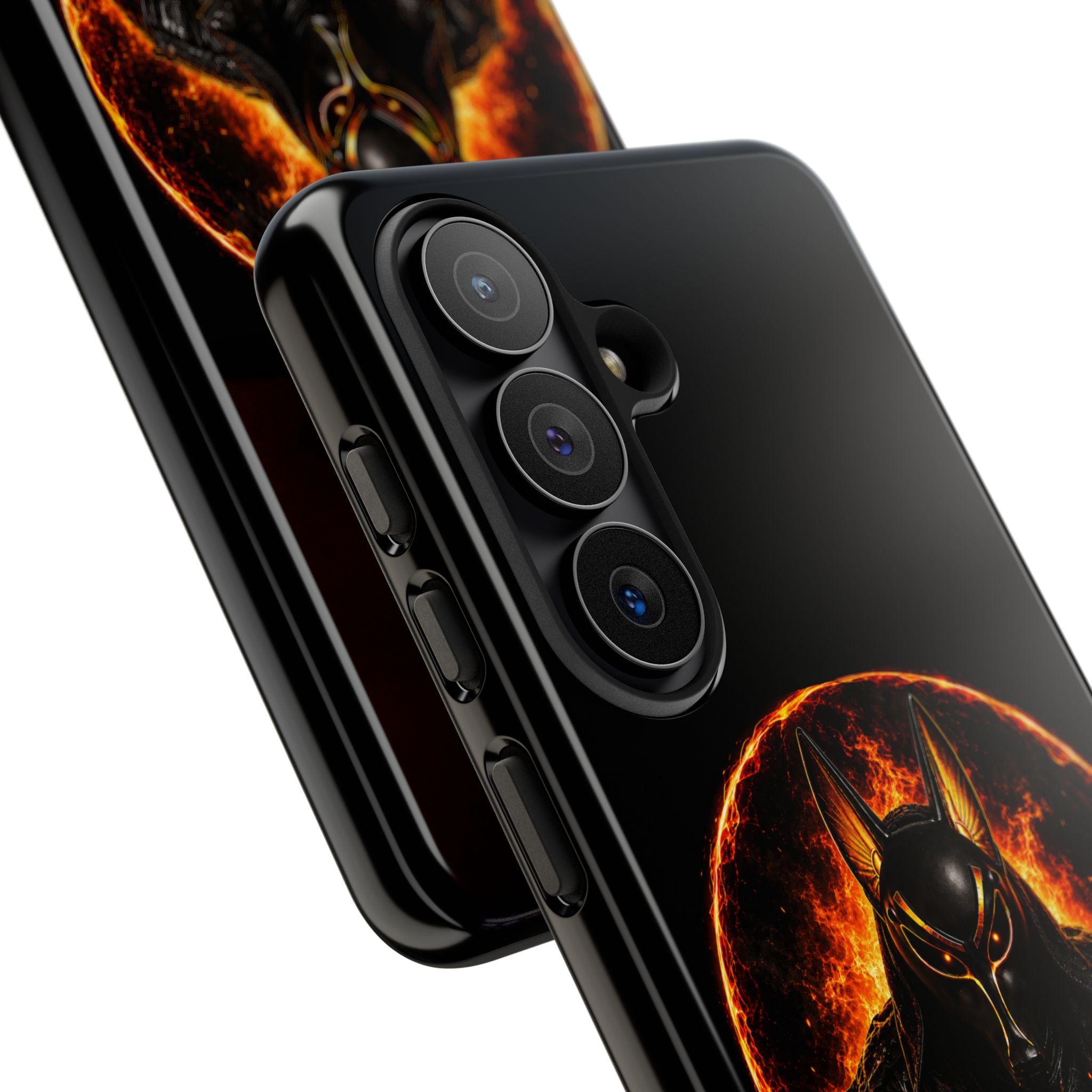 Wildfire Phone Case — Fierce Flaming Anubis Design, "Stay Fierce Burn Bright"