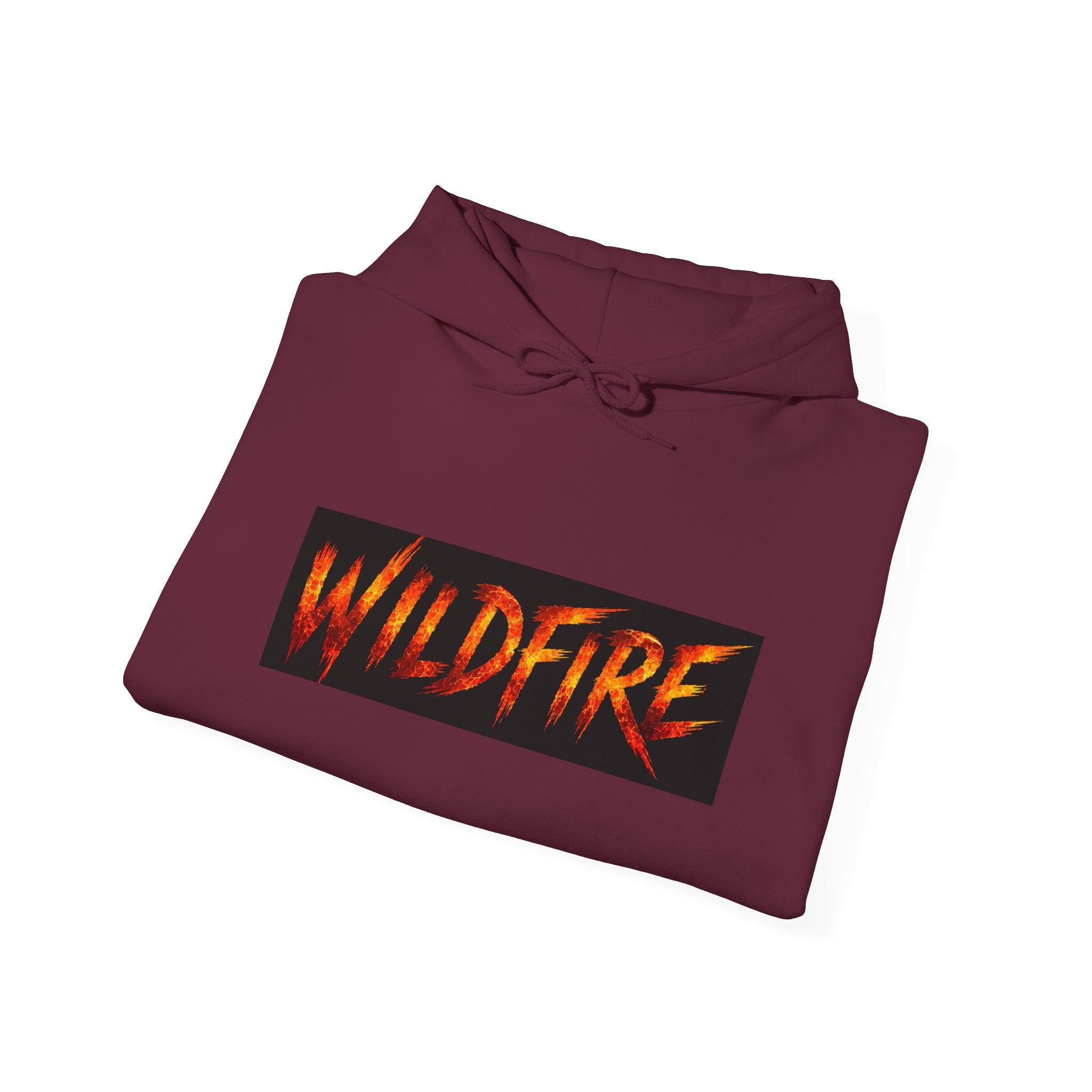Wildfire Sekhmet's Fire Graphic Hoodie — Fiery Elemental Back Art & Sleeve Text